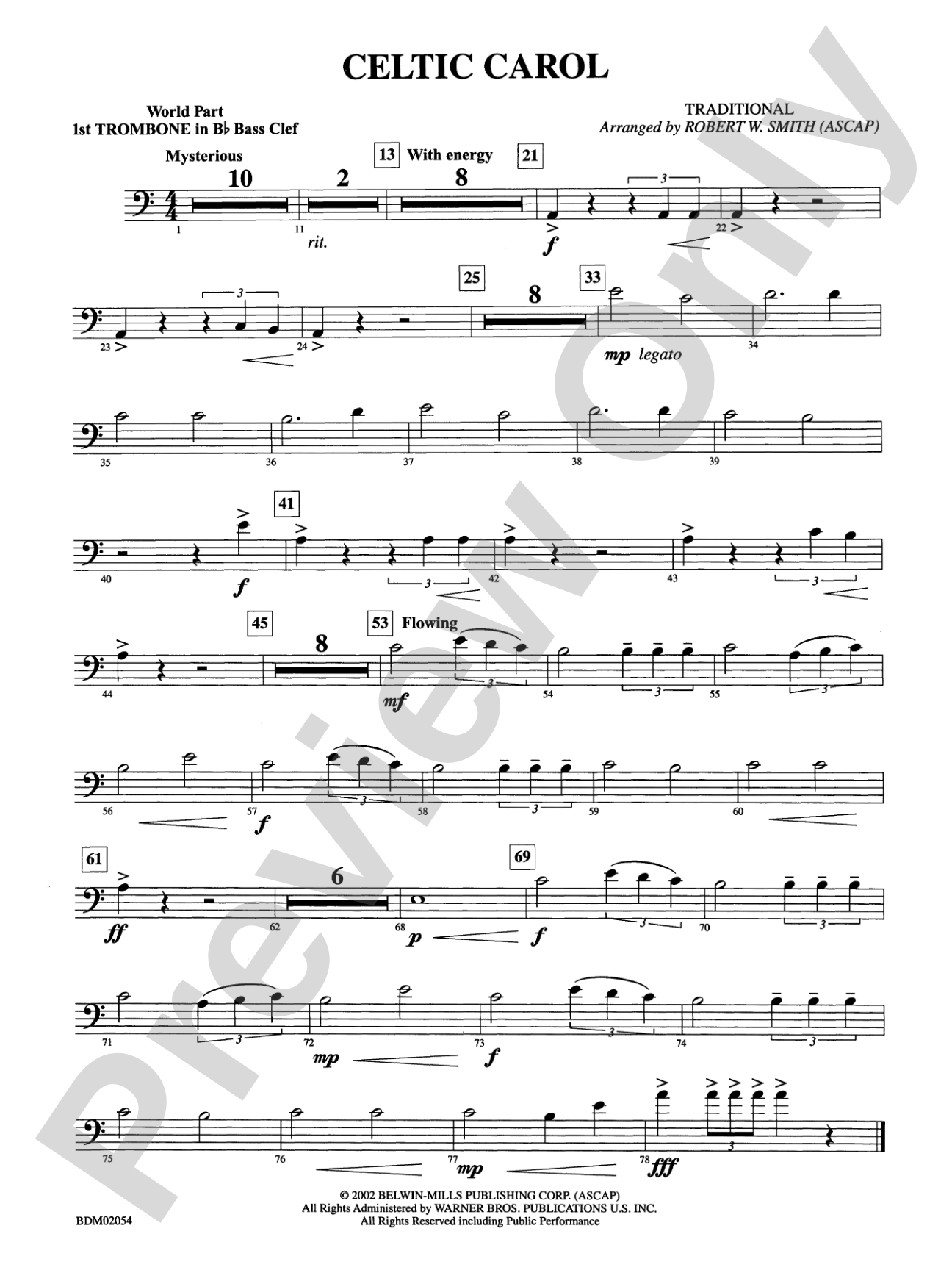Celtic Carol: (wp) 1st B-flat Trombone B.C.