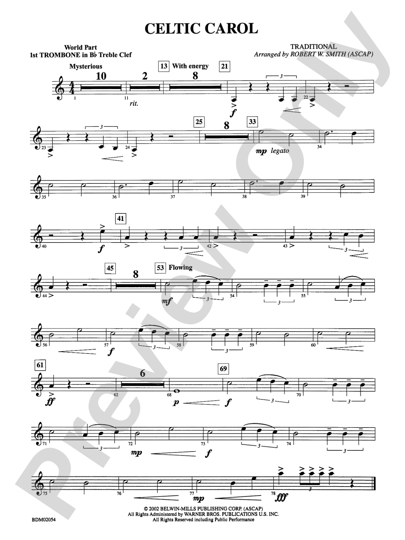 Celtic Carol: (wp) 1st B-flat Trombone T.C.