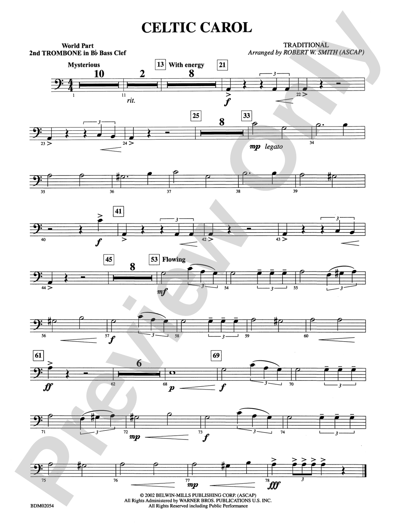 Celtic Carol: (wp) 2nd B-flat Trombone B.C.