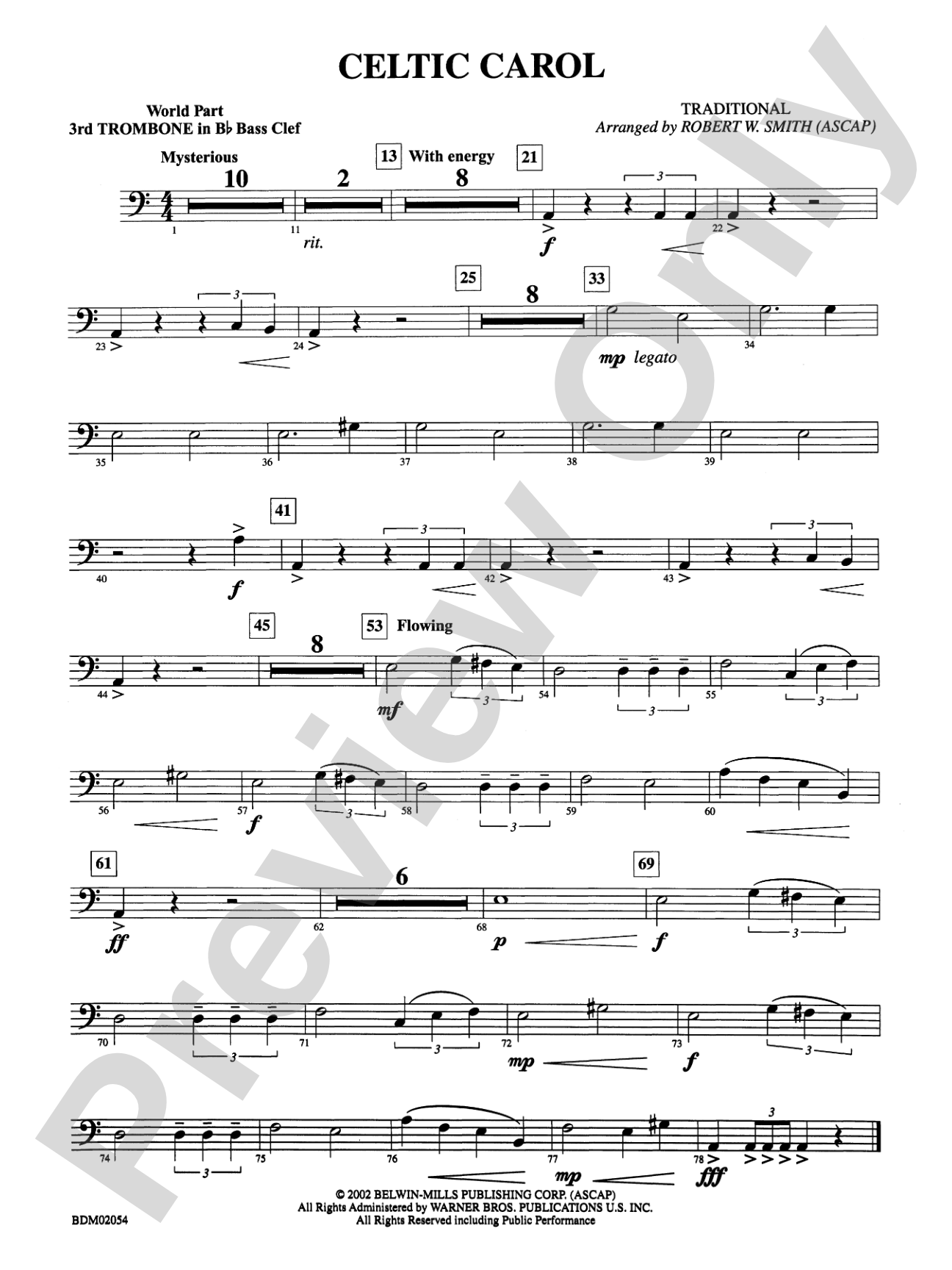 Celtic Carol: (wp) 3rd B-flat Trombone B.C.