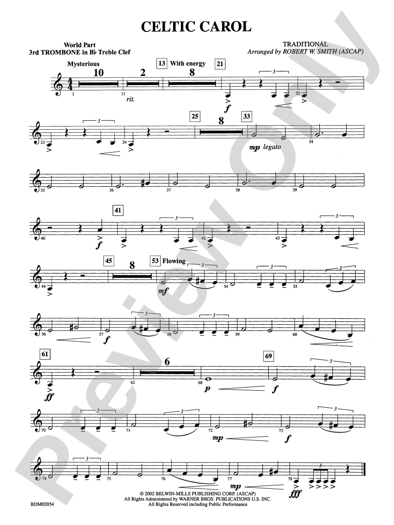 Celtic Carol: (wp) 3rd B-flat Trombone T.C.