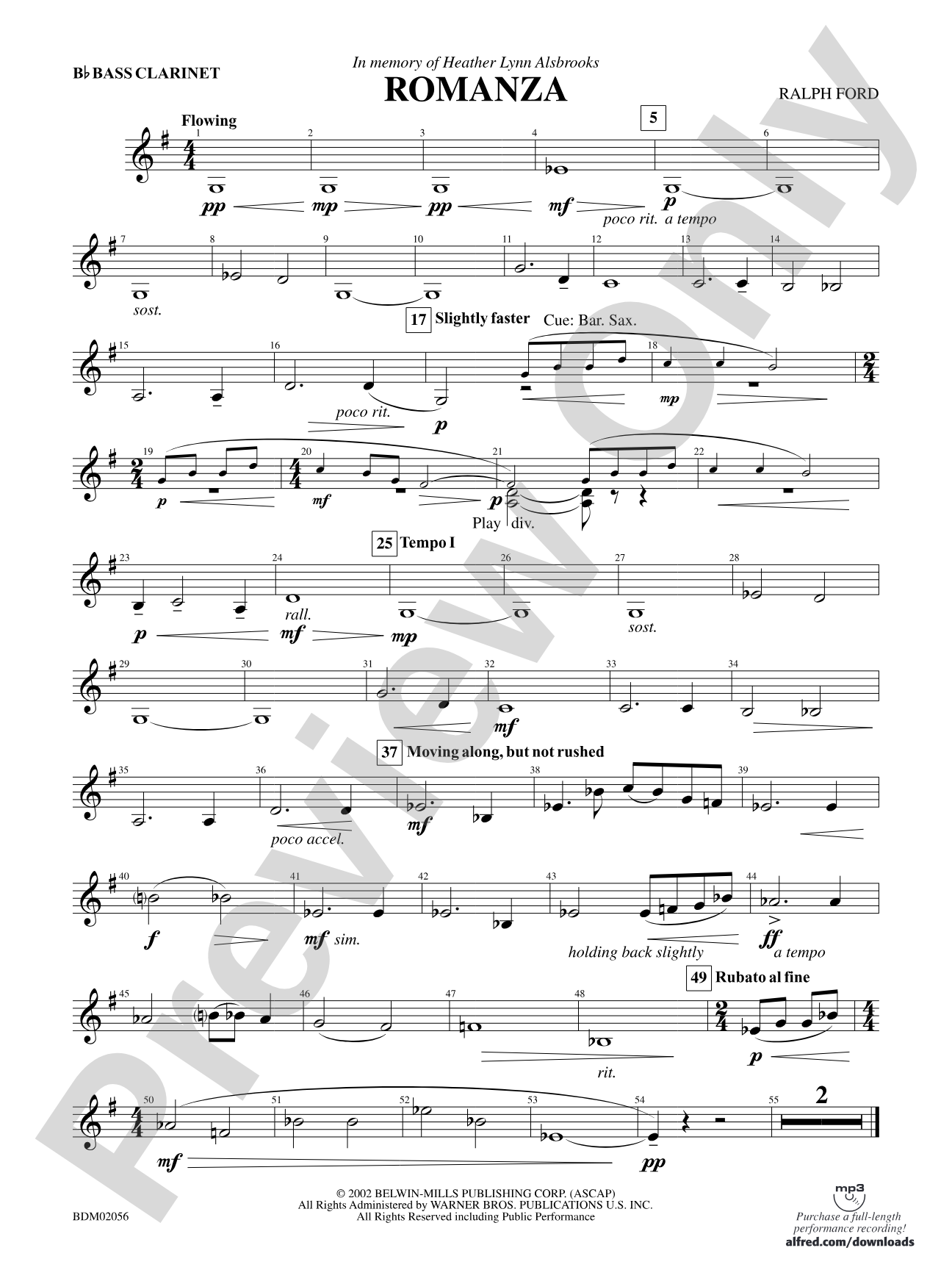 Romanza: B-flat Bass Clarinet