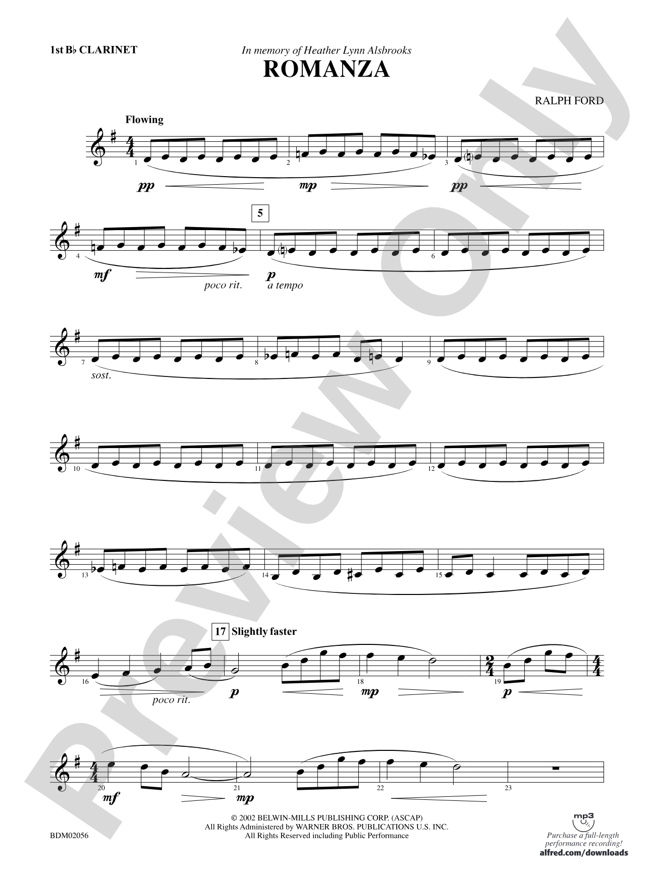 Romanza: 1st B-flat Clarinet