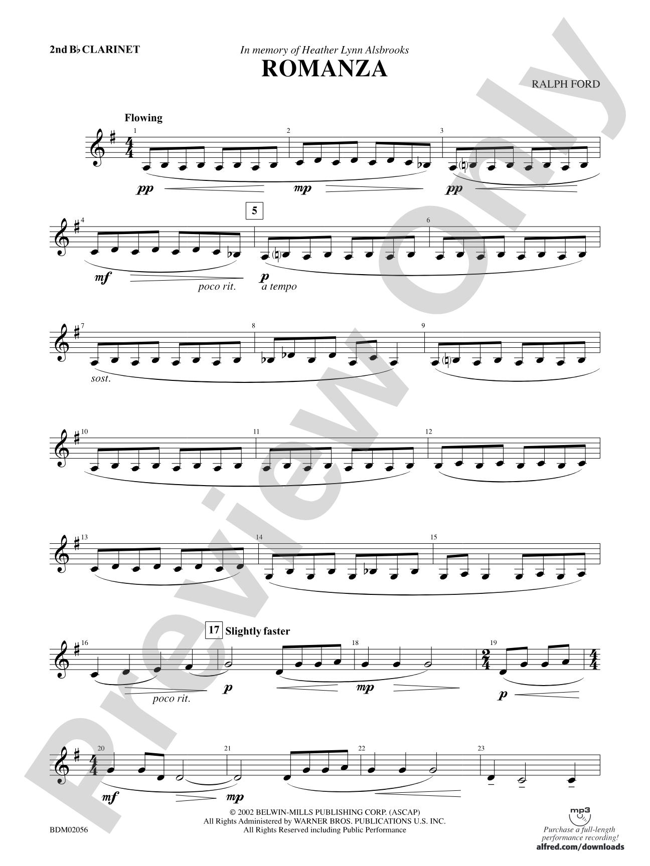 Romanza: 2nd B-flat Clarinet