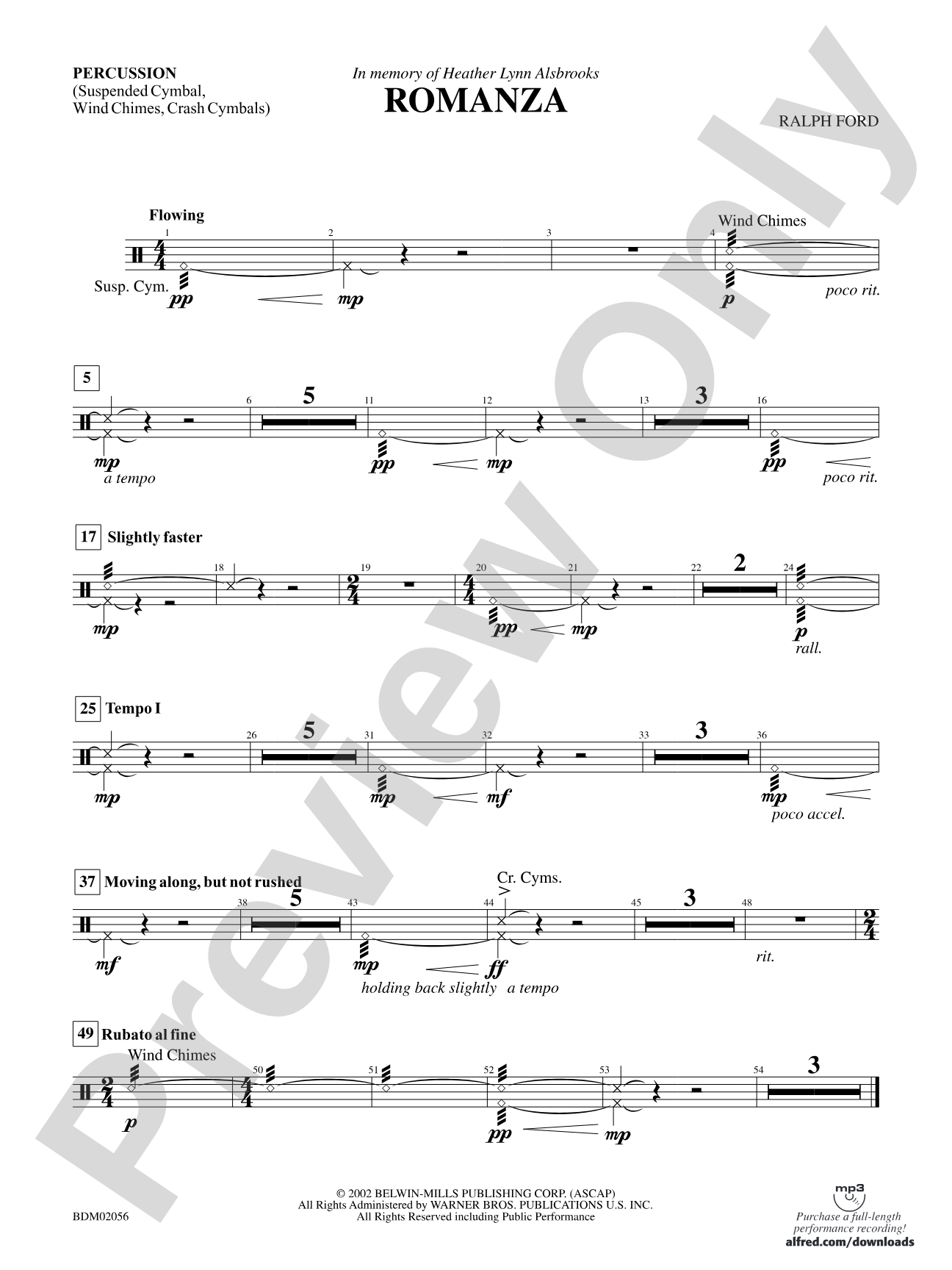 Romanza: 1st Percussion