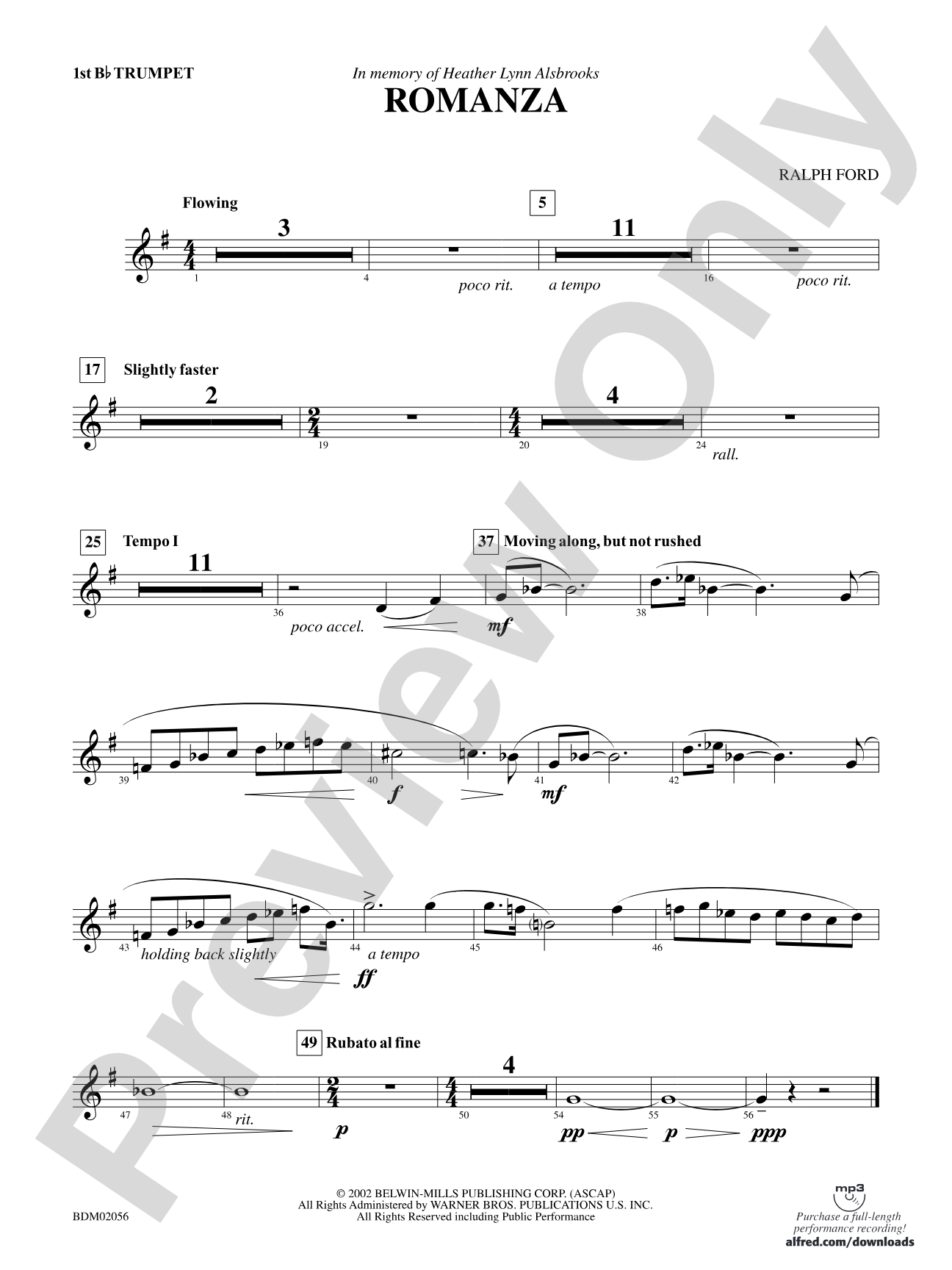 Romanza: 1st B-flat Trumpet