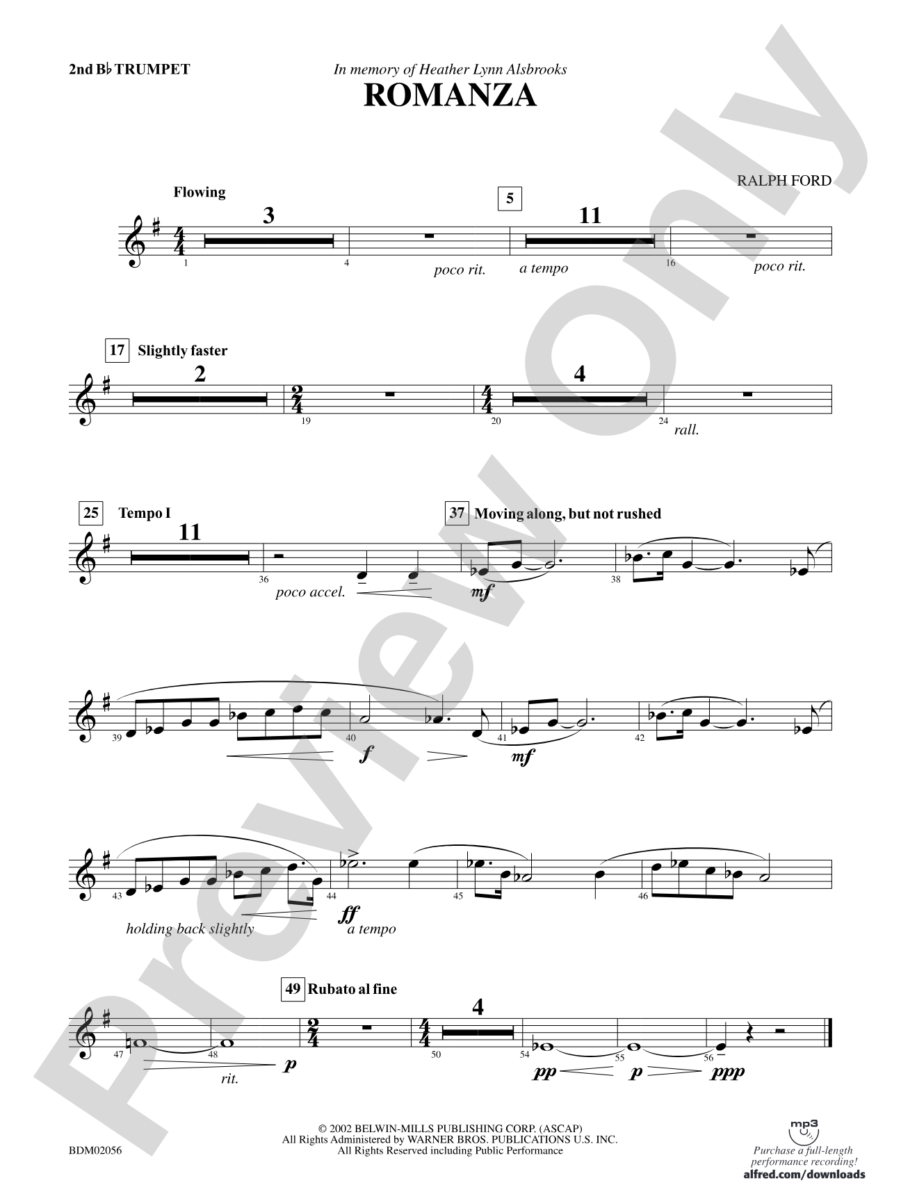 Romanza: 2nd B-flat Trumpet