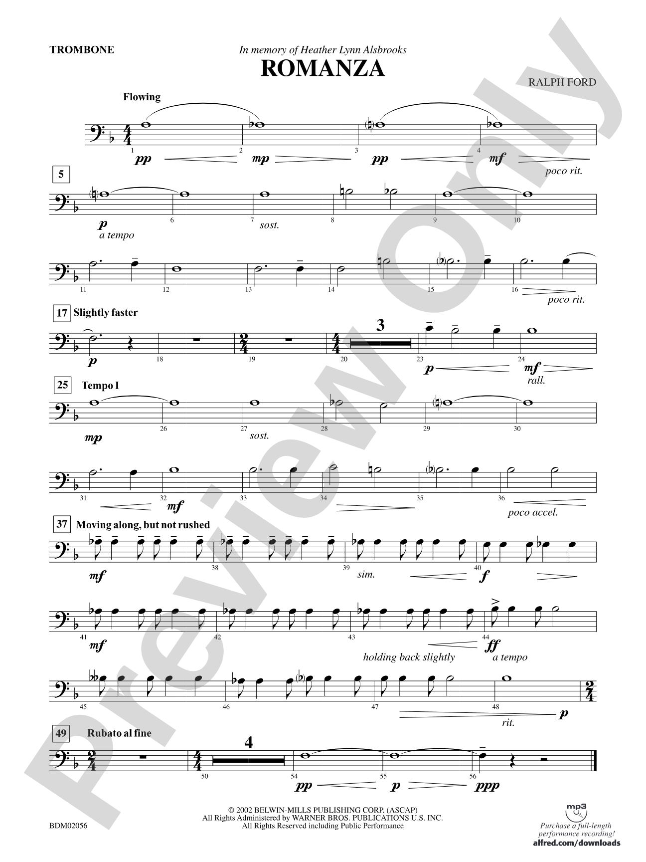 Romanza: 1st Trombone