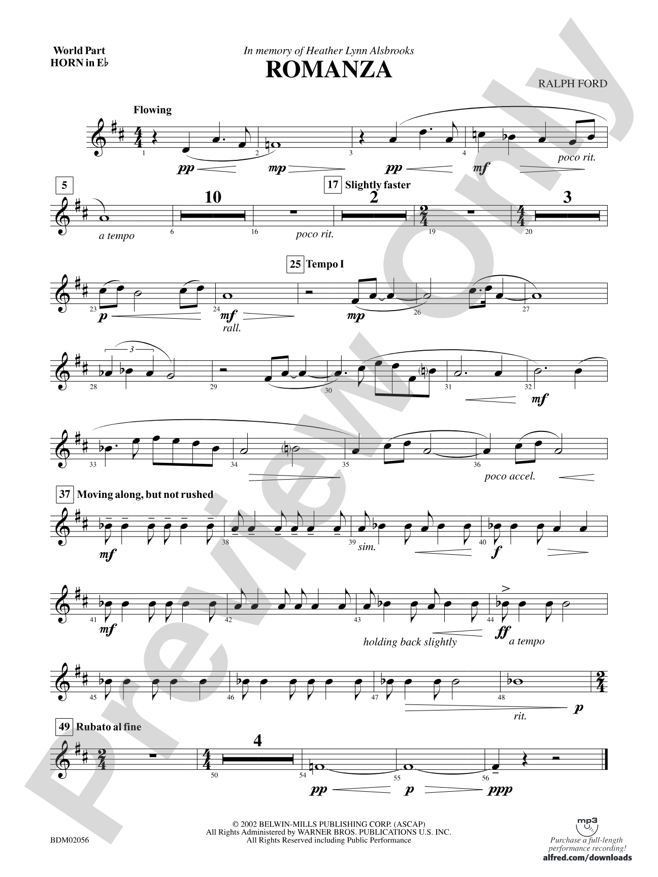 Romanza: (wp) 1st Horn in E-flat