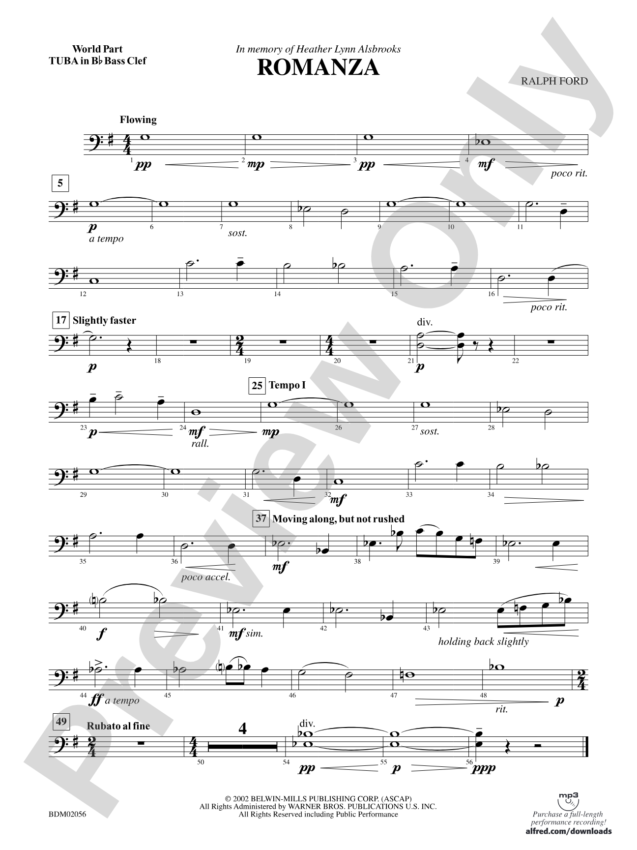 Romanza: (wp) B-flat Tuba B.C.