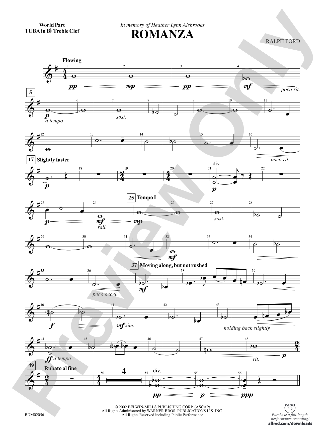 Romanza: (wp) B-flat Tuba T.C.