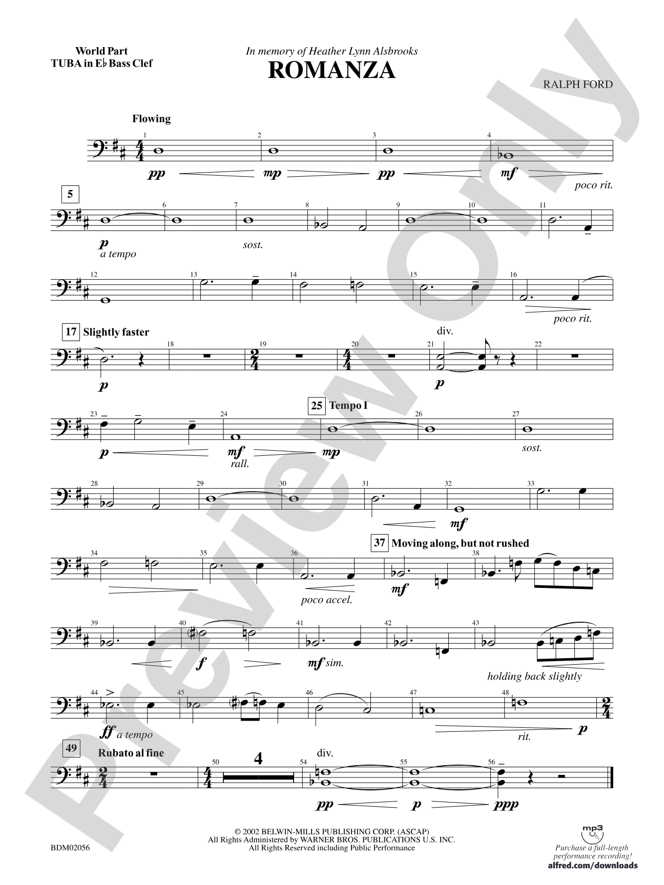 Romanza: (wp) E-flat Tuba B.C.