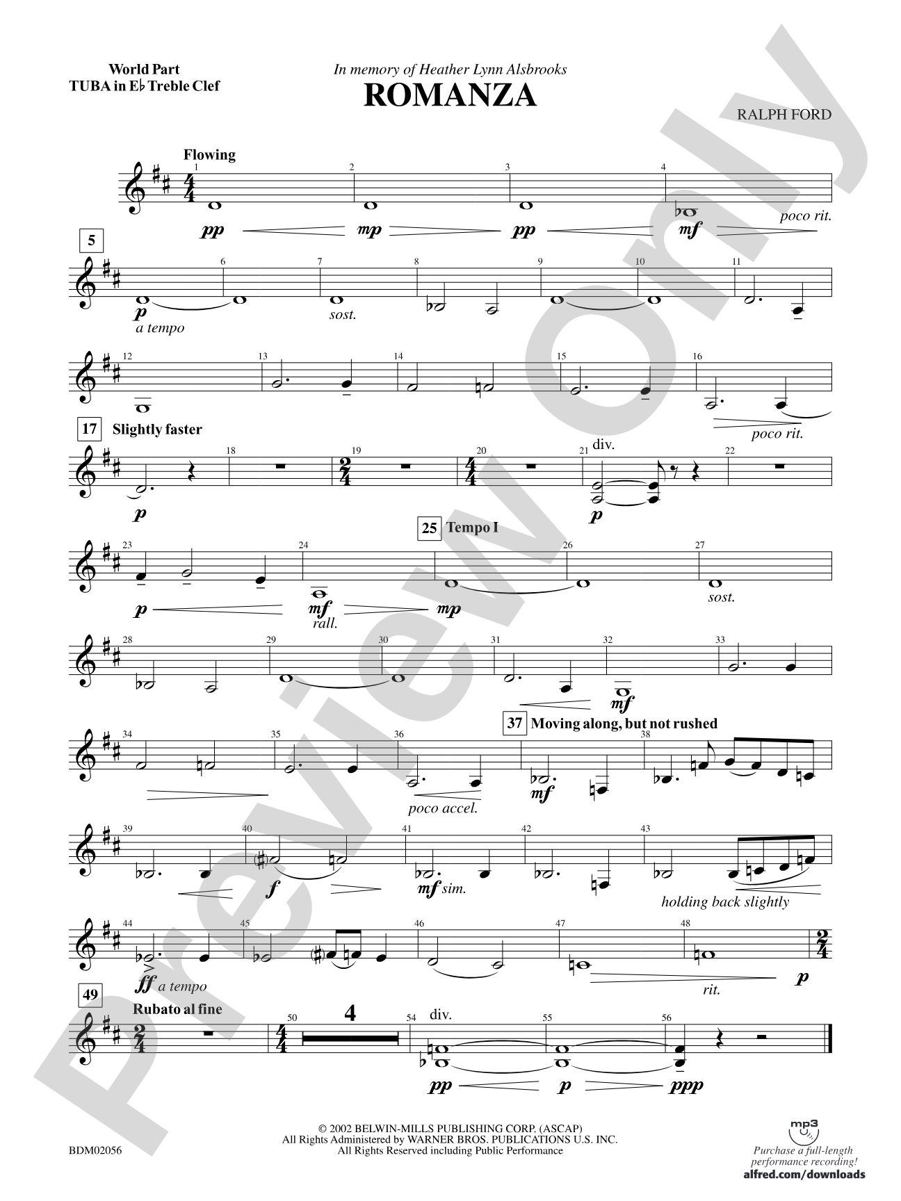 Romanza: (wp) E-flat Tuba T.C.