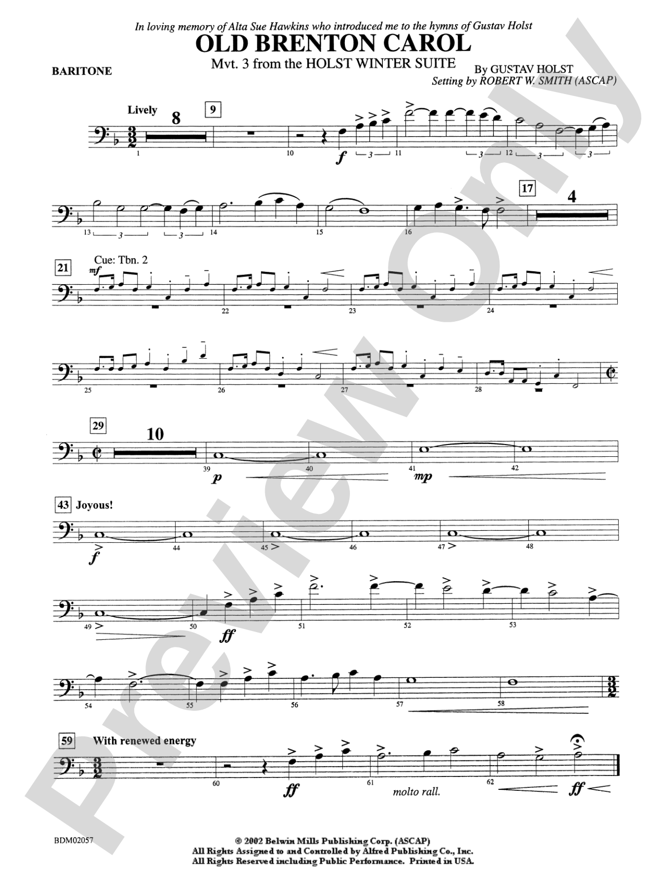 Old Brenton Carol (from the Holst Winter Suite): Baritone B.C.