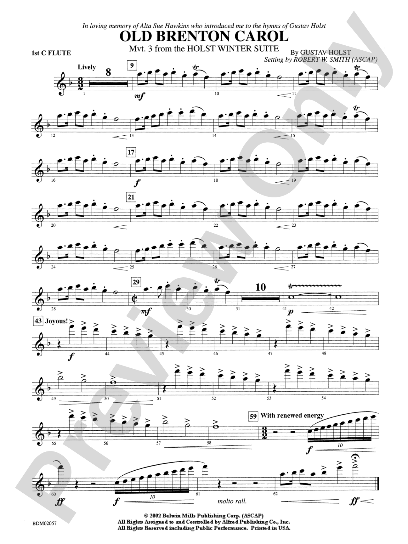 Old Brenton Carol (from the Holst Winter Suite): Flute