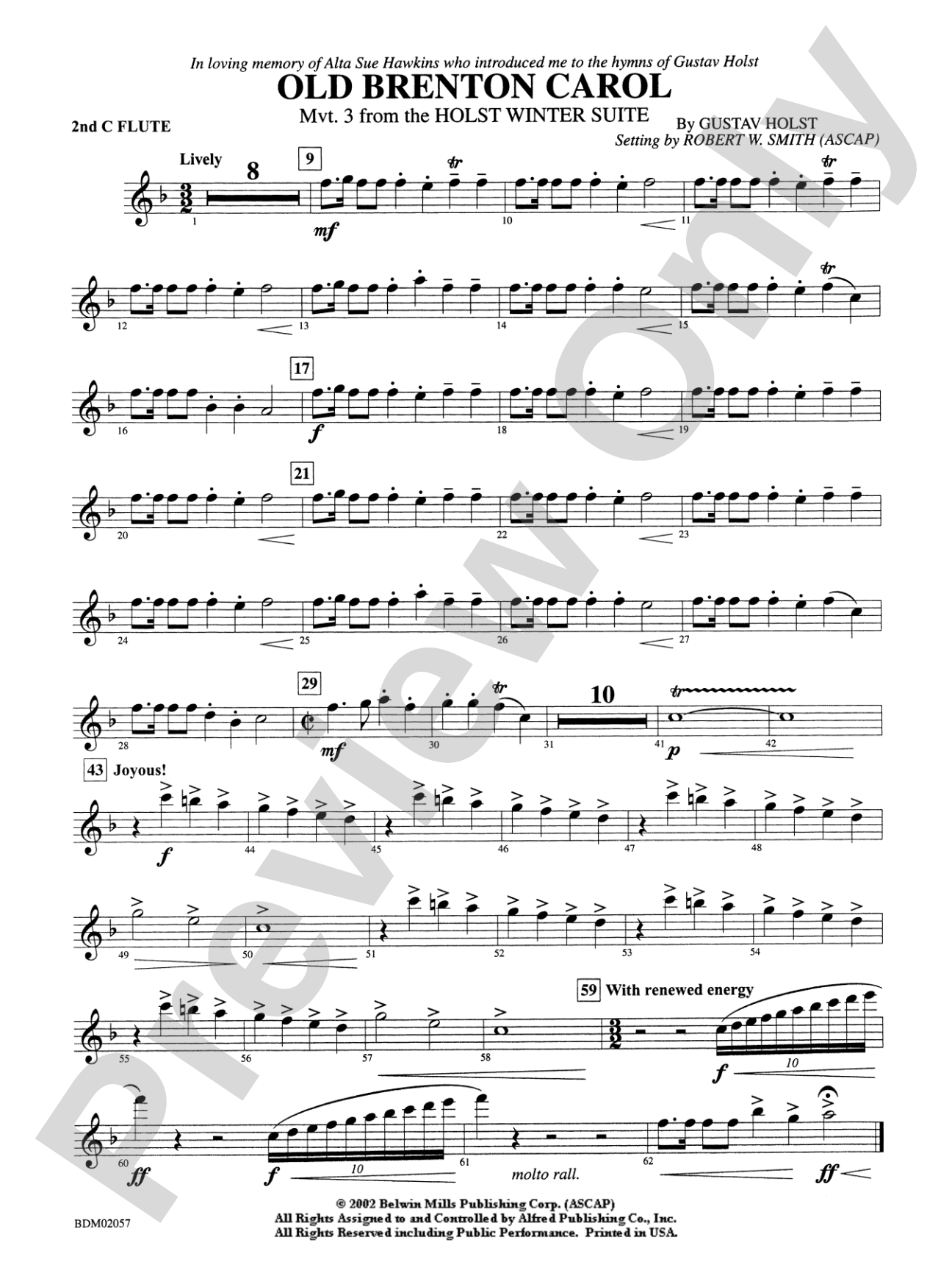 Old Brenton Carol (from the Holst Winter Suite): 2nd Flute