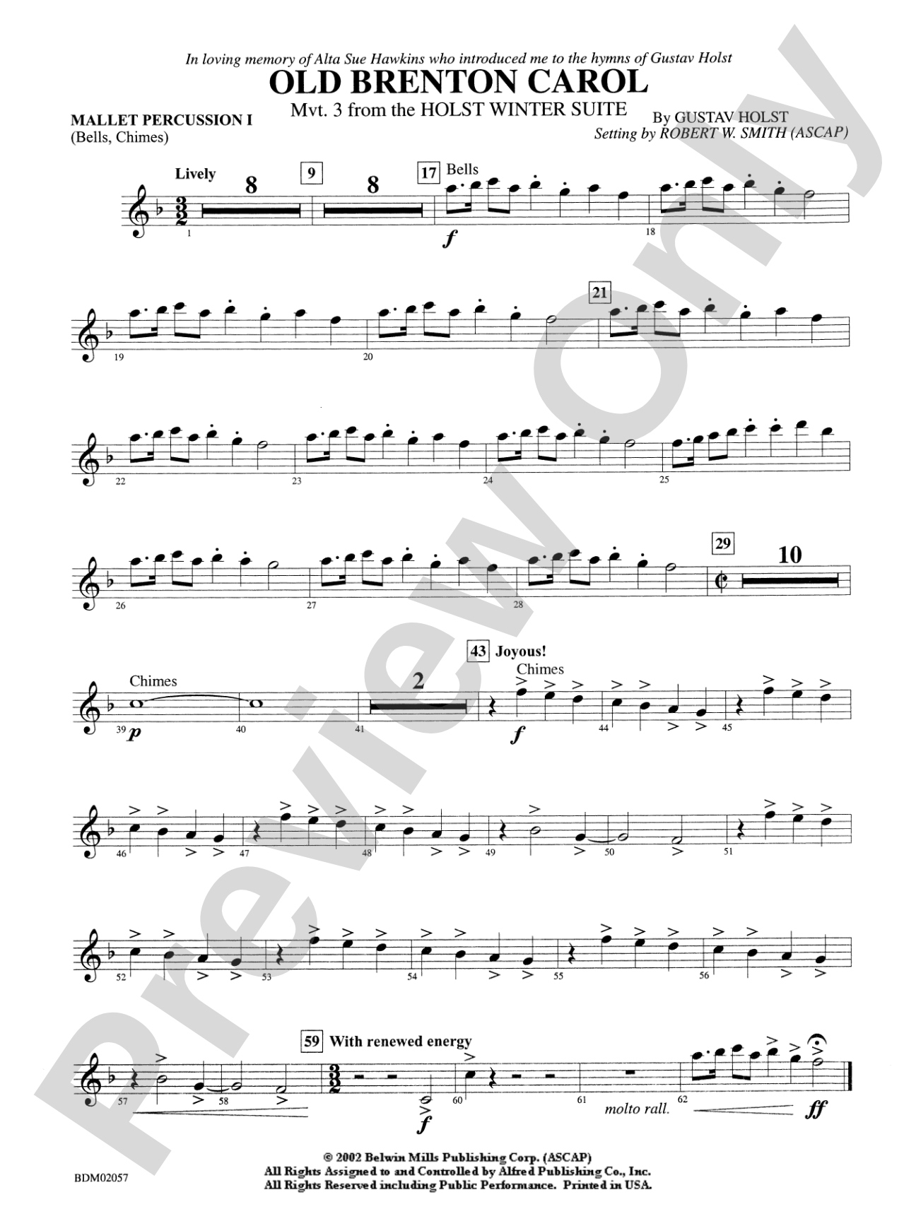 Old Brenton Carol (from the Holst Winter Suite): Mallets