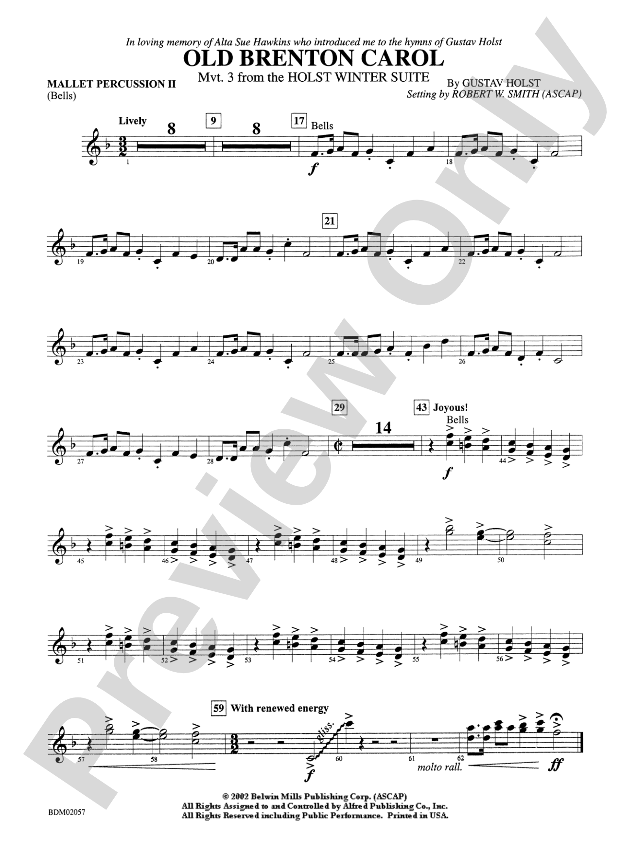 Old Brenton Carol (from the Holst Winter Suite): 2nd Mallet Percussion