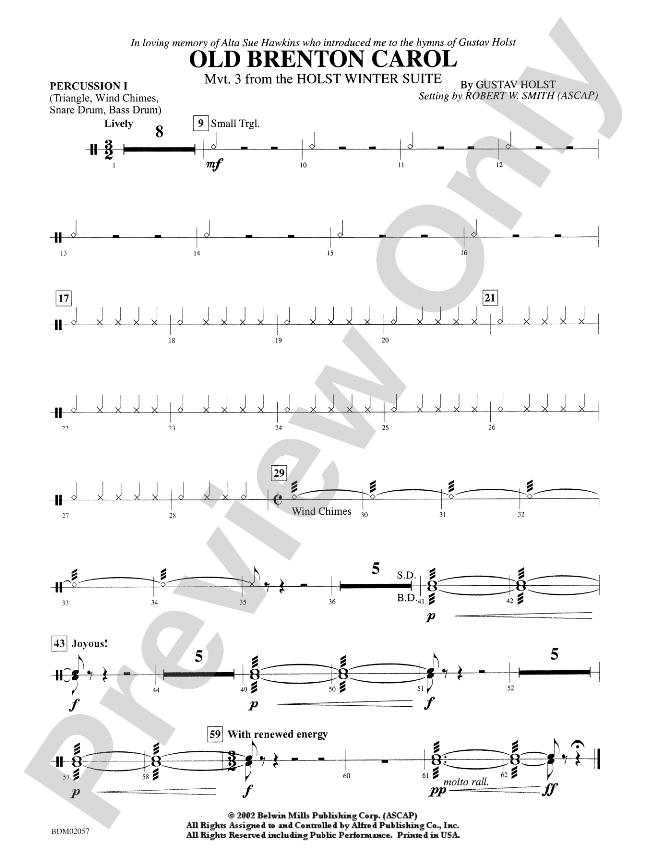 Old Brenton Carol (from the Holst Winter Suite): 1st Percussion