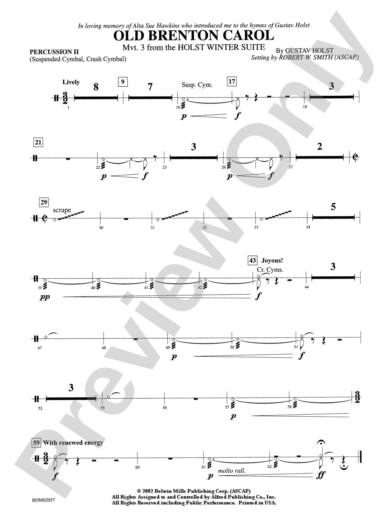 Old Brenton Carol (from the Holst Winter Suite): 2nd Percussion