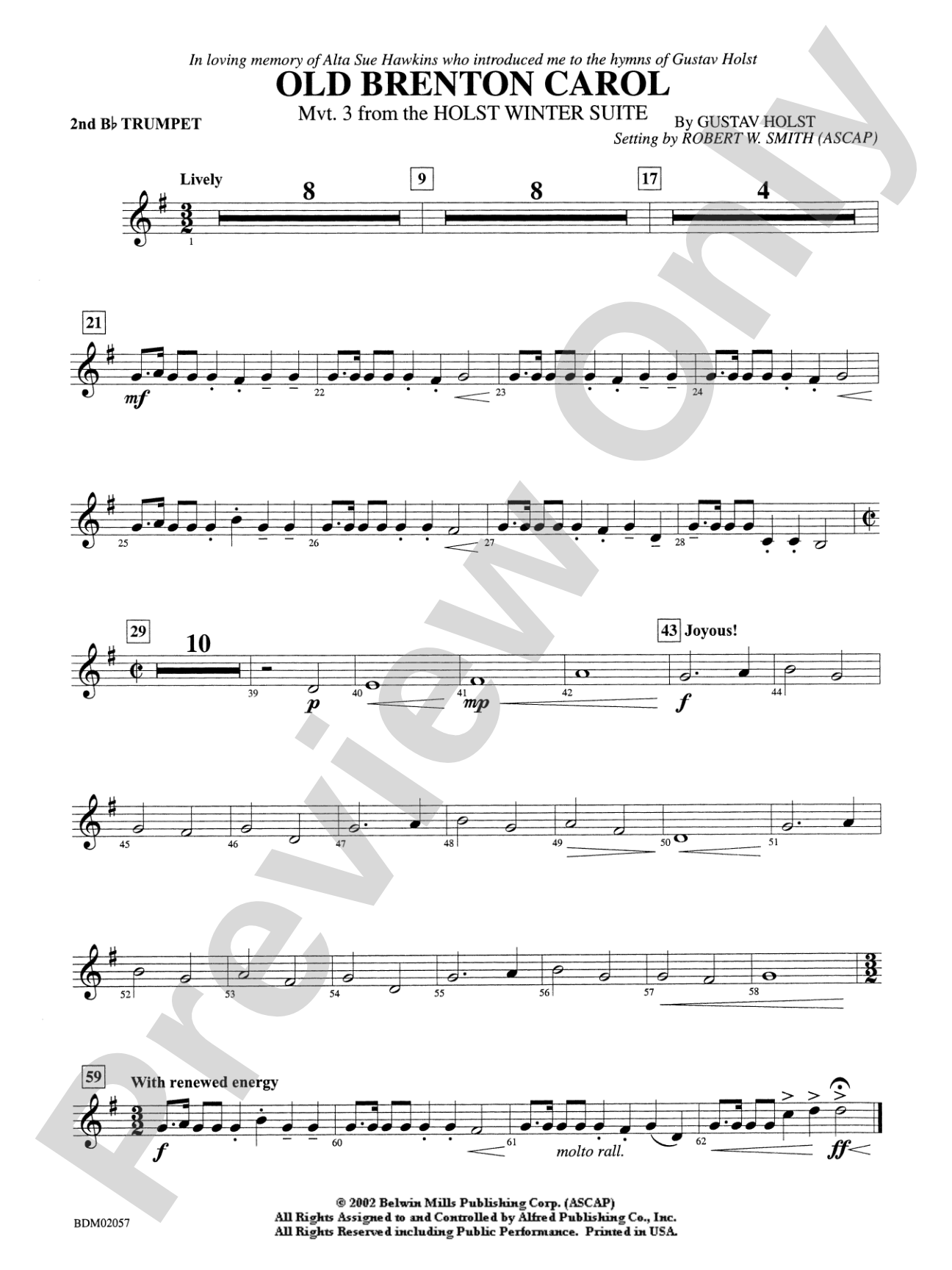 Old Brenton Carol (from the Holst Winter Suite): 2nd B-flat Trumpet