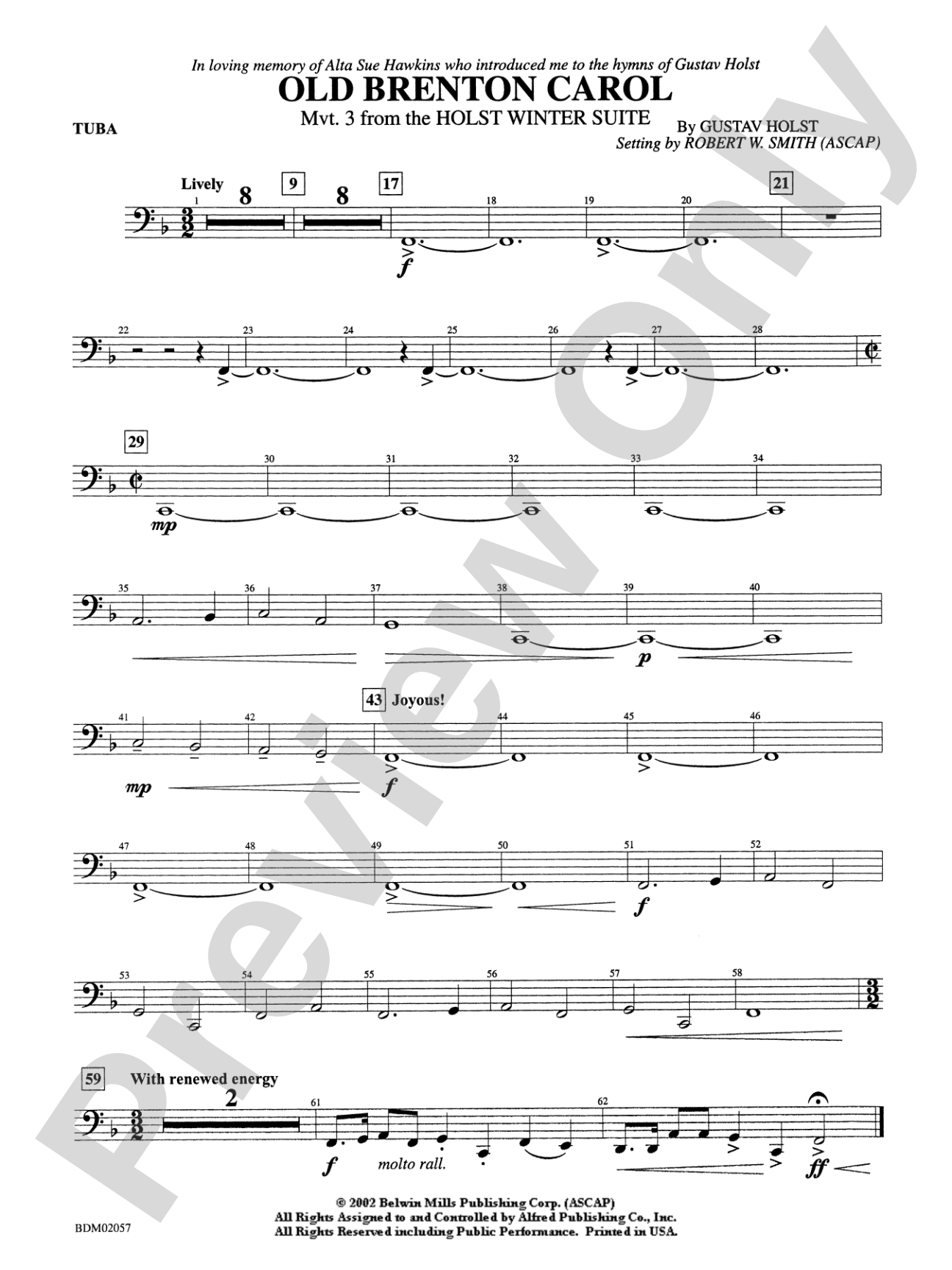 Old Brenton Carol (from the Holst Winter Suite): Tuba