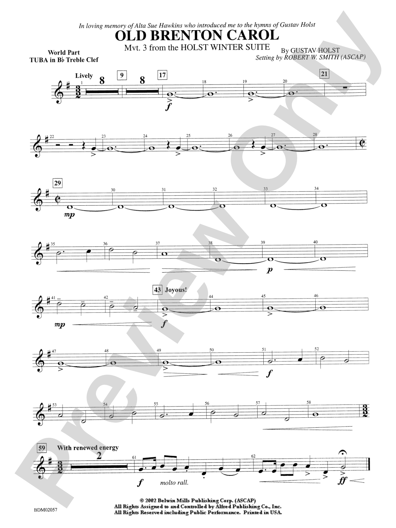 Old Brenton Carol (from the Holst Winter Suite): WP B-flat Tuba T.C.