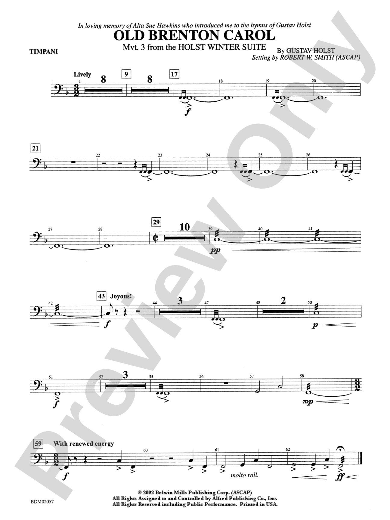 Old Brenton Carol (from the Holst Winter Suite): Timpani