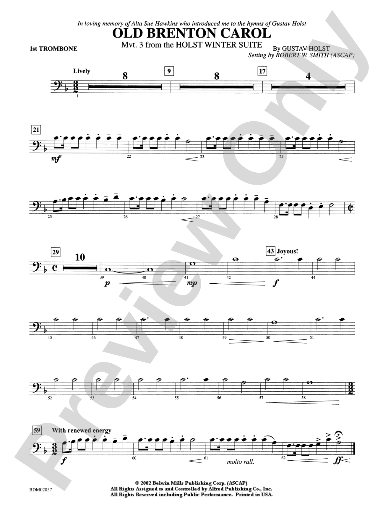 Old Brenton Carol (from the Holst Winter Suite): 1st Trombone