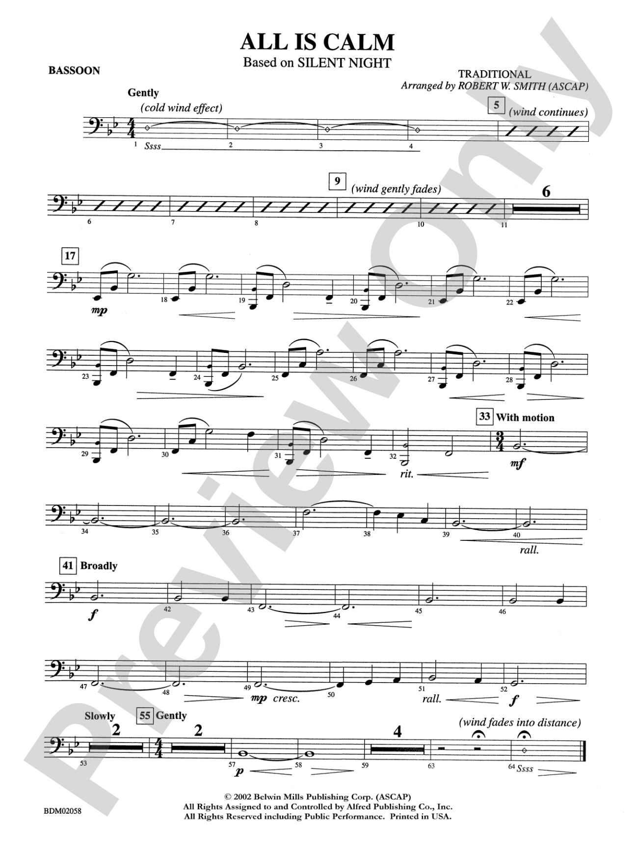 All Is Calm (based on Silent Night): Bassoon