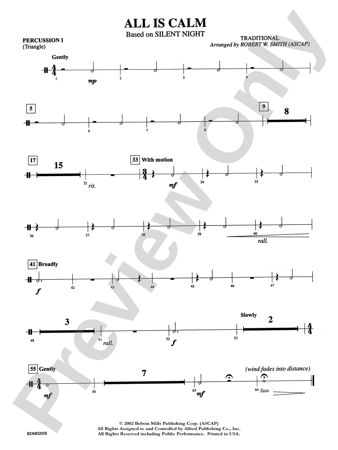All Is Calm (based on Silent Night): 1st Percussion