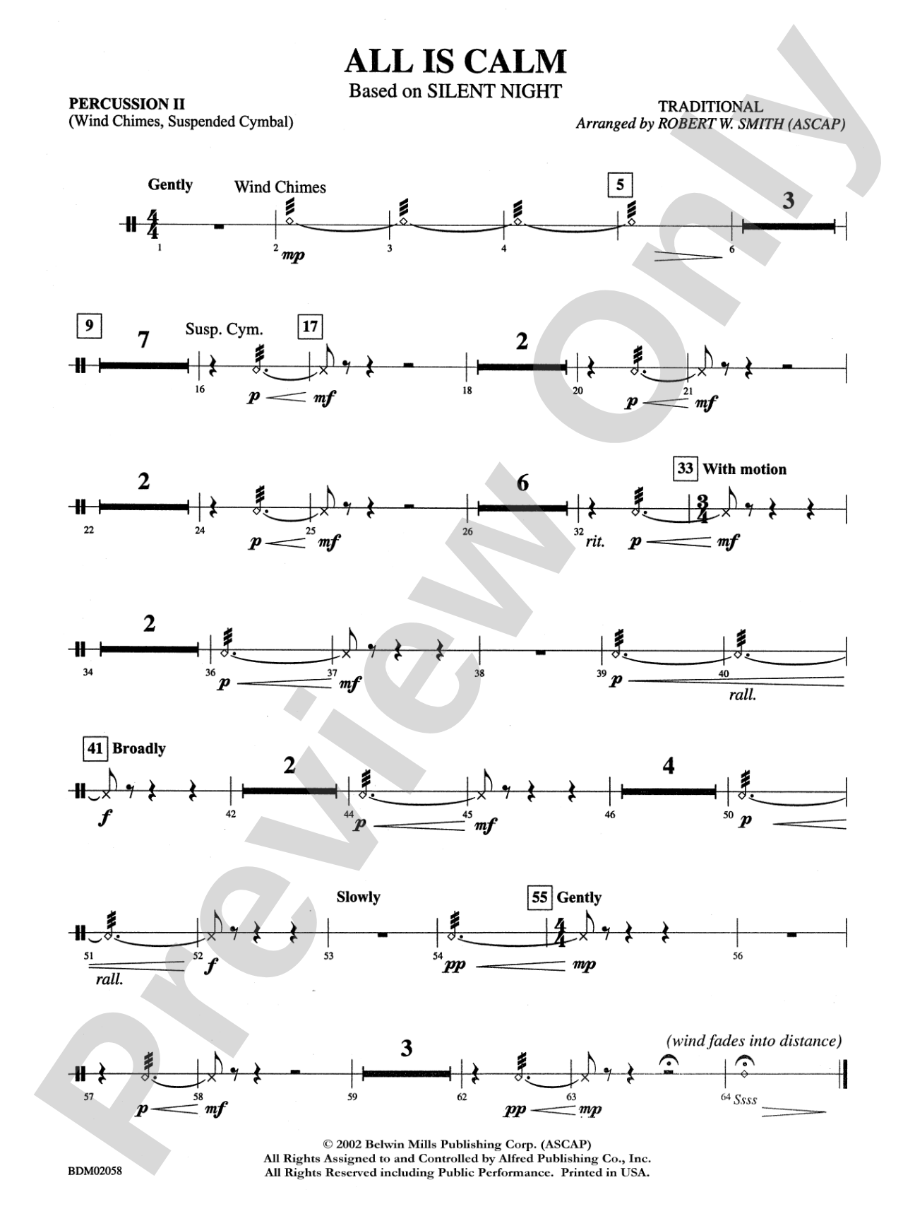 All Is Calm (based on Silent Night): 2nd Percussion