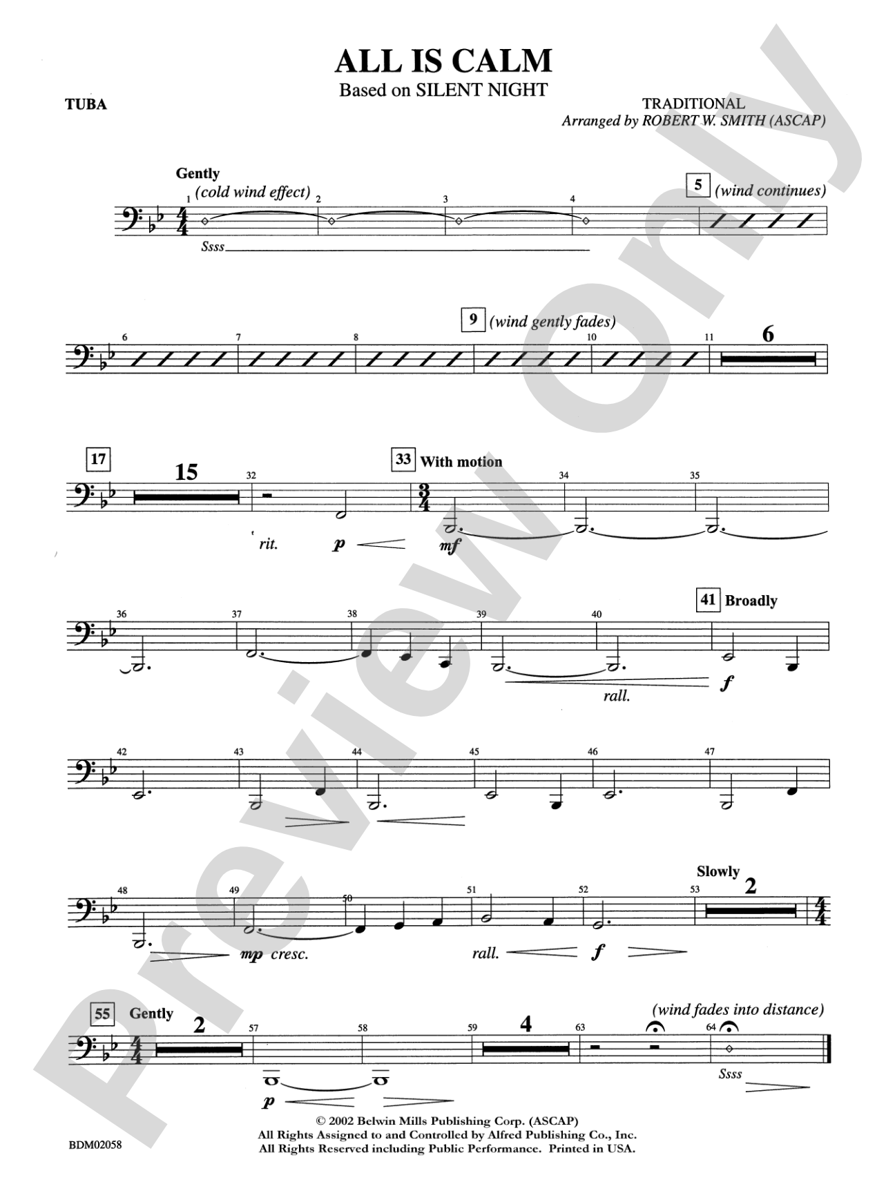 All Is Calm (based on Silent Night): Tuba