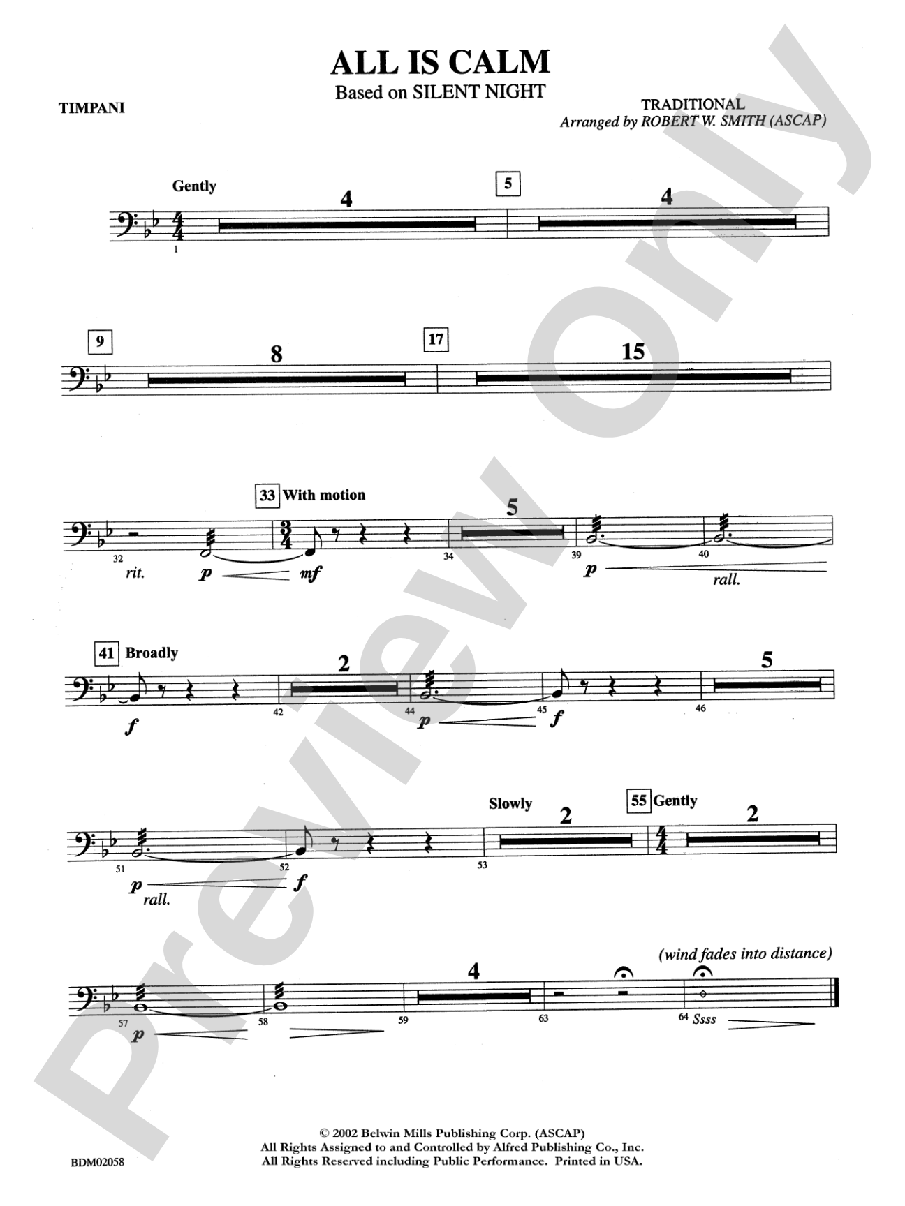 All Is Calm (based on Silent Night): Timpani