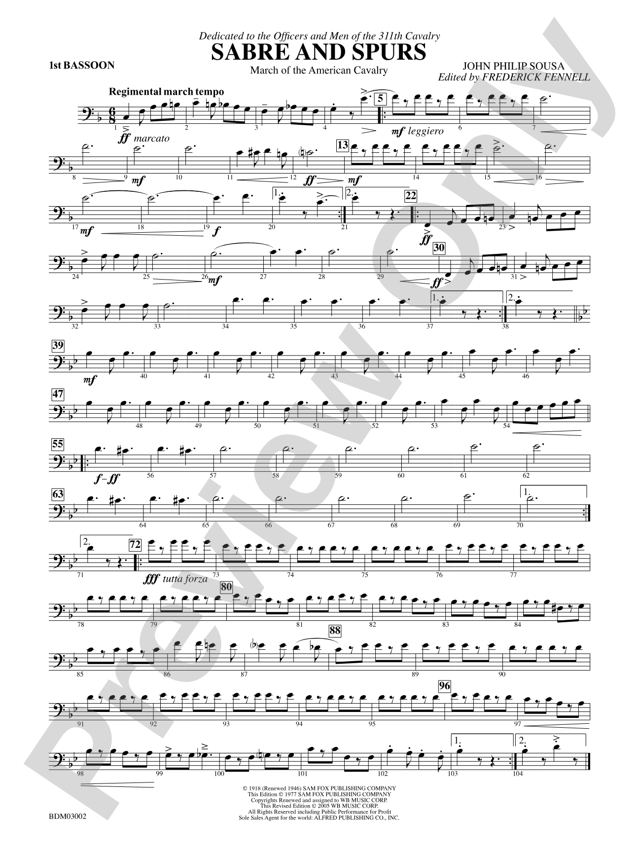 Sabre and Spurs (March of the American Cavalry): Bassoon
