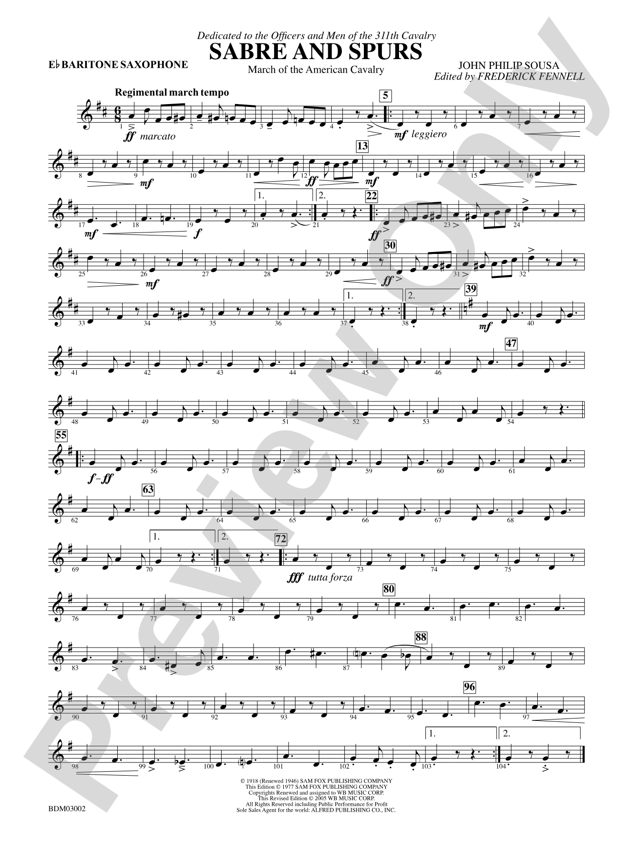 Sabre and Spurs (March of the American Cavalry): E-flat Baritone Saxophone