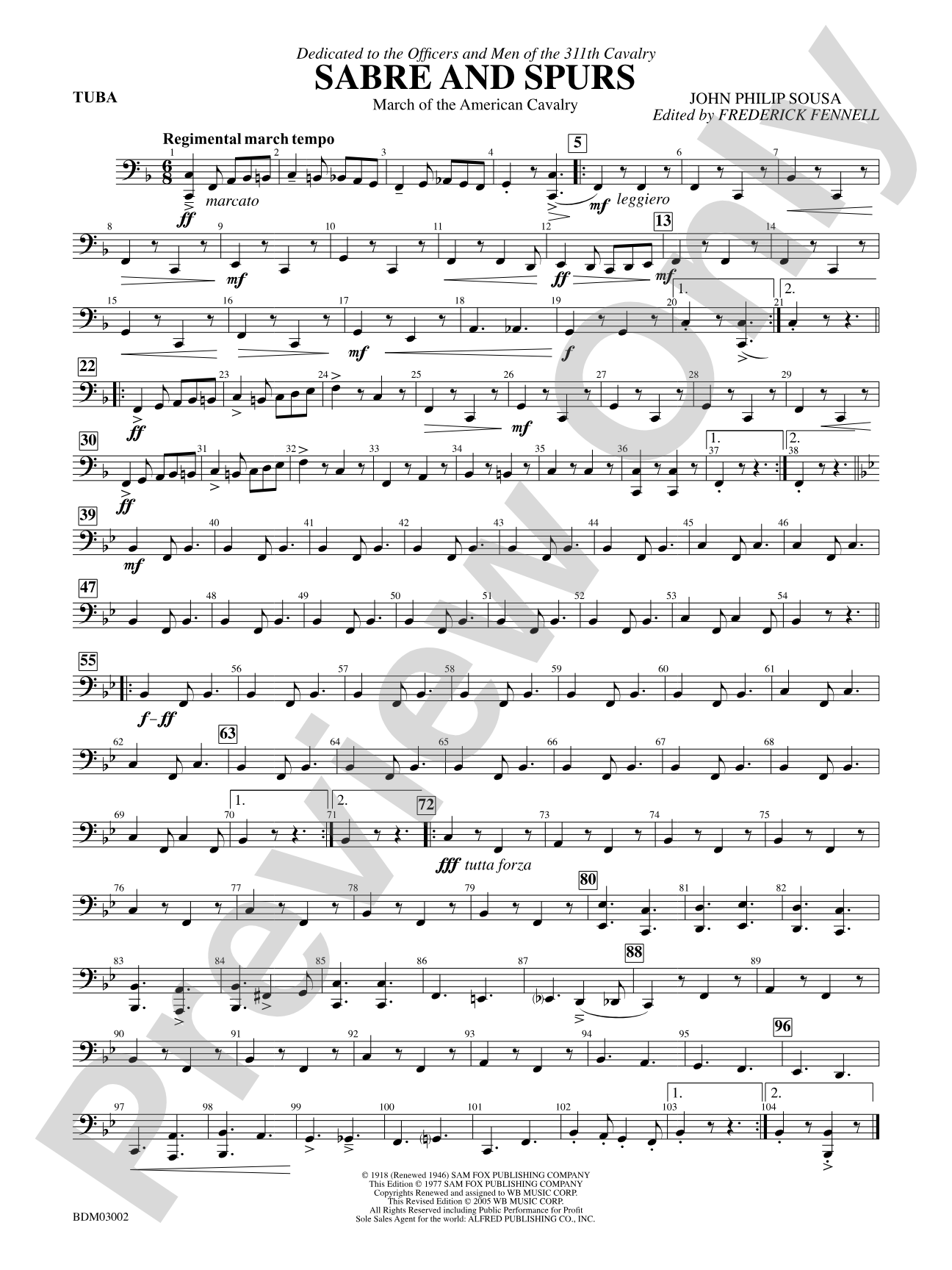 Sabre and Spurs (March of the American Cavalry): Tuba