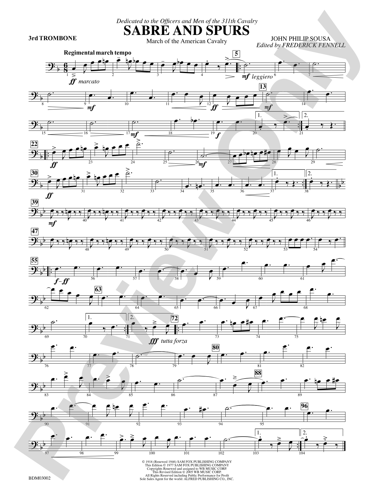 Sabre and Spurs (March of the American Cavalry): 3rd Trombone