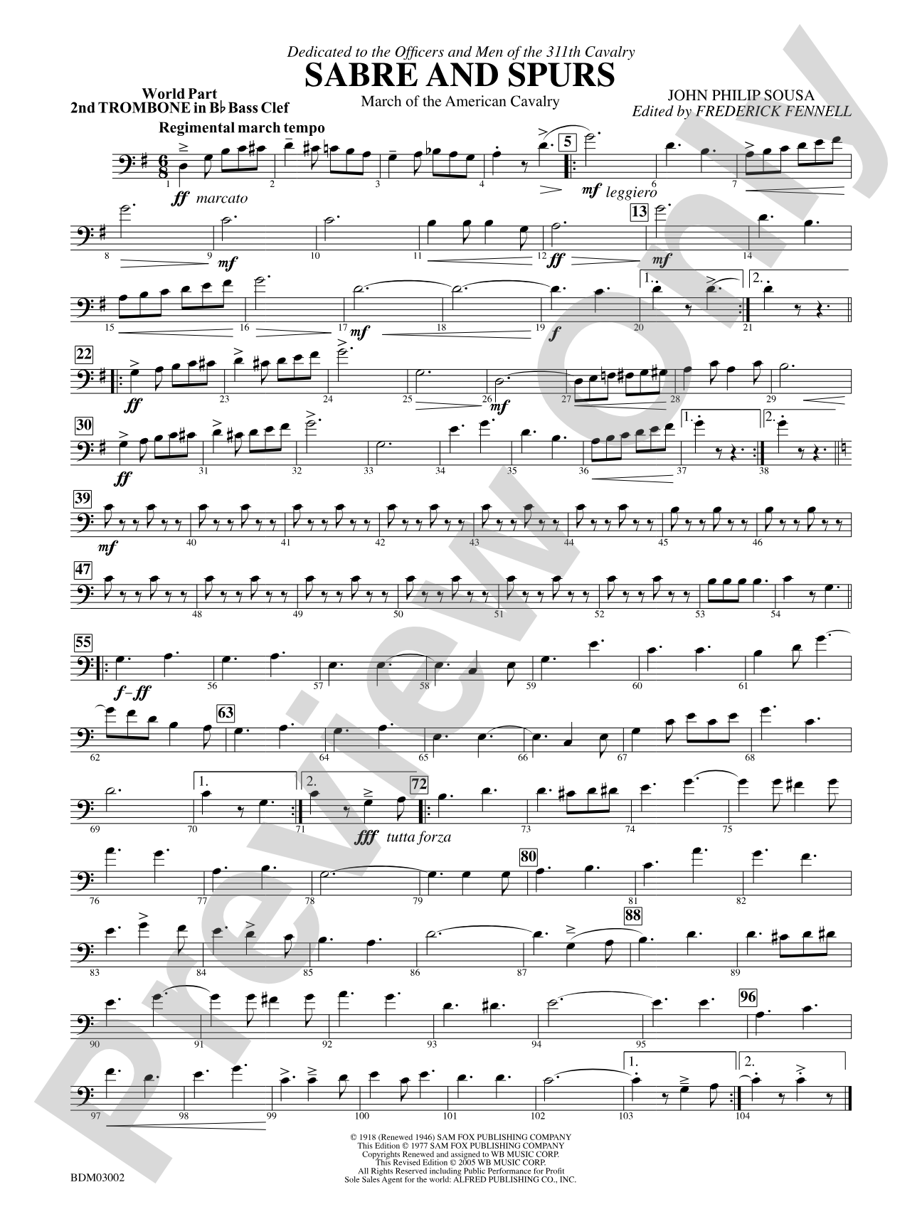 Sabre and Spurs (March of the American Cavalry): (wp) 2nd B-flat Trombone B.C.