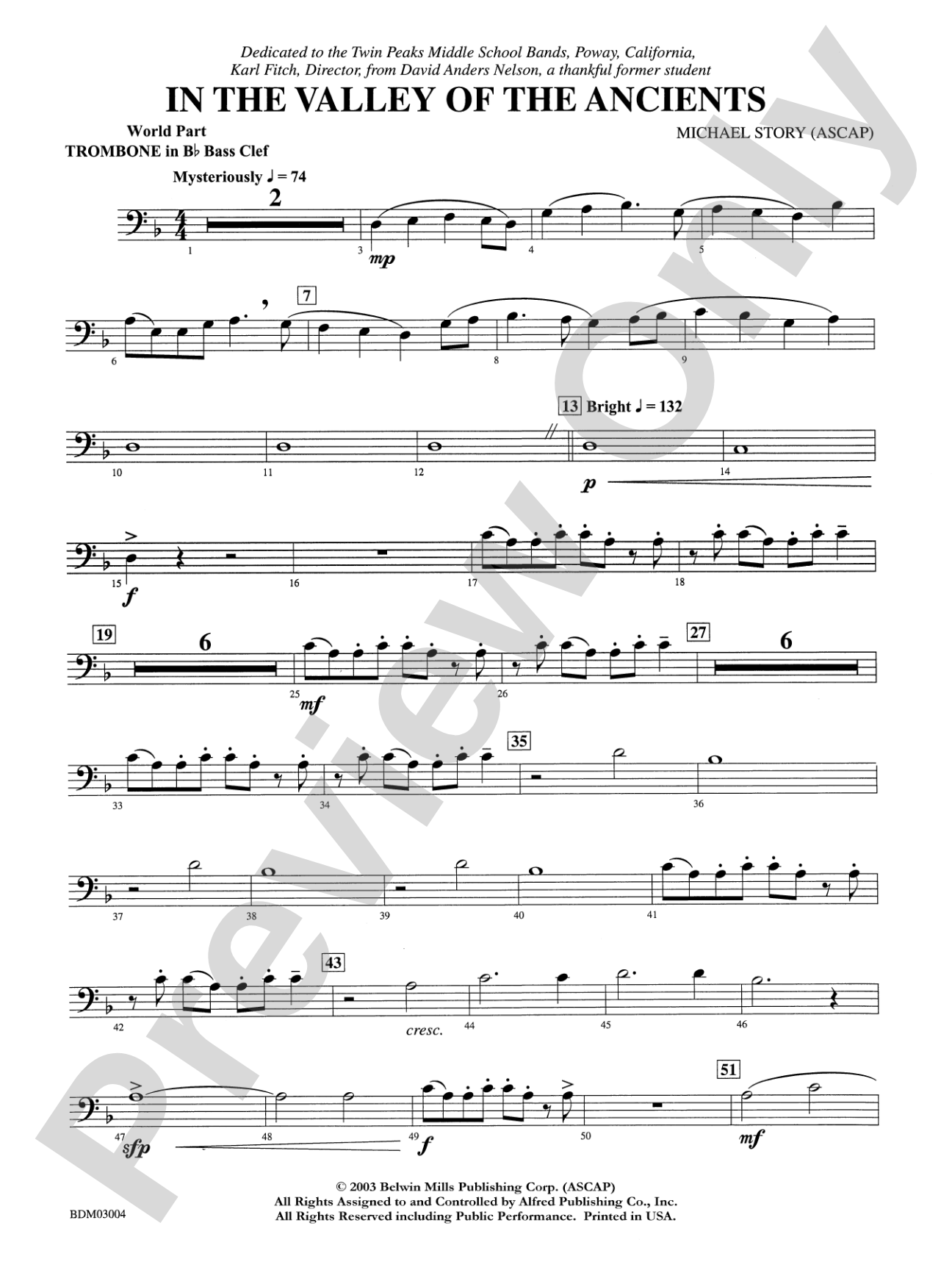 In the Valley of the Ancients: WP 1st B-flat Trombone B.C.