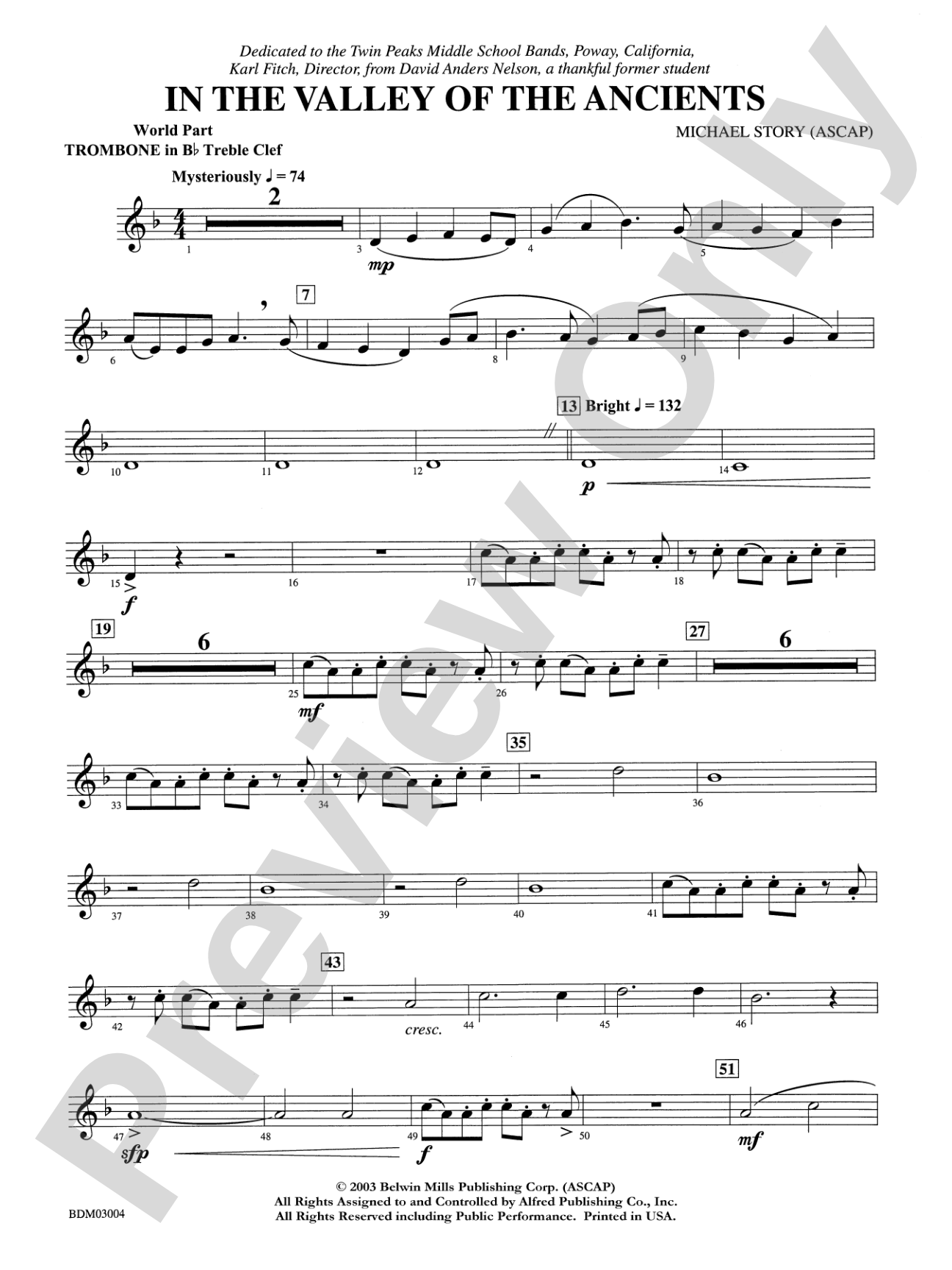 In the Valley of the Ancients: WP 1st B-flat Trombone T.C.