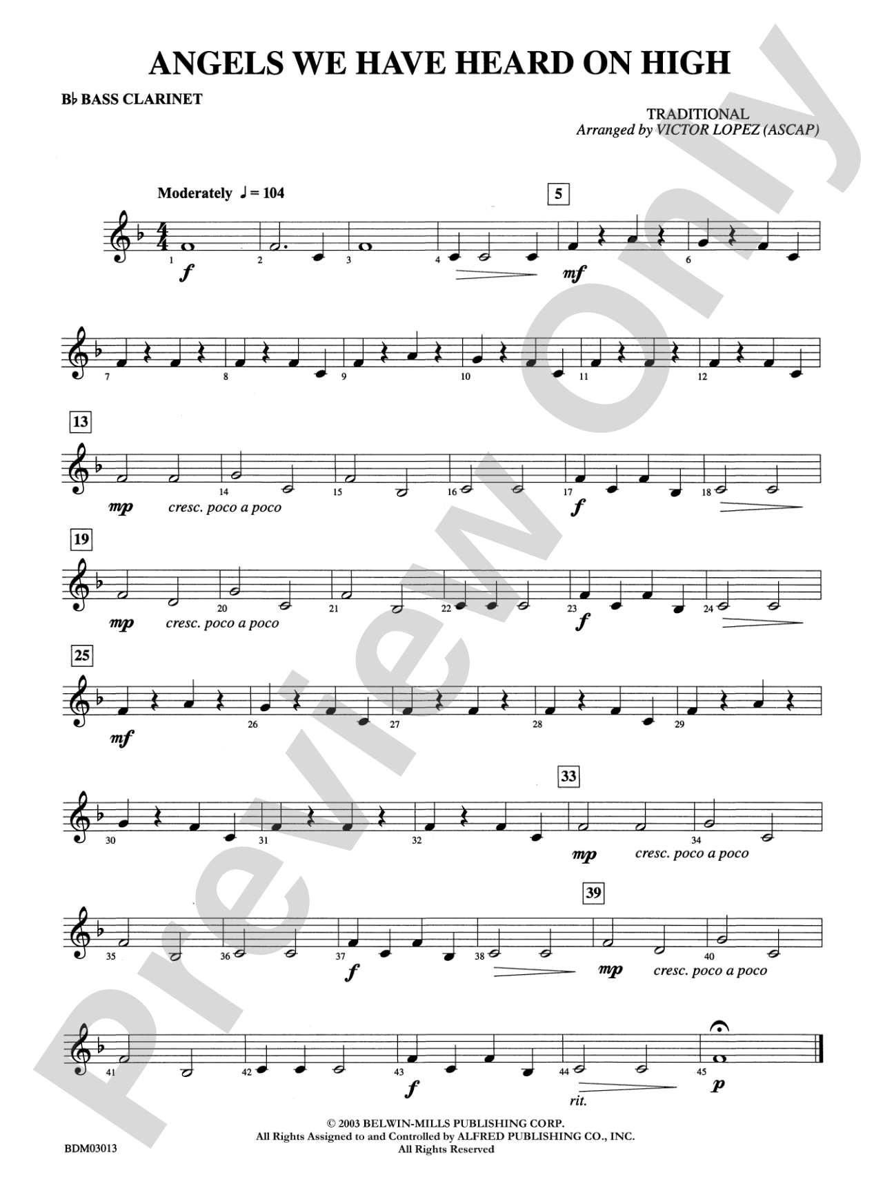 Angels We Have Heard on High: B-flat Bass Clarinet