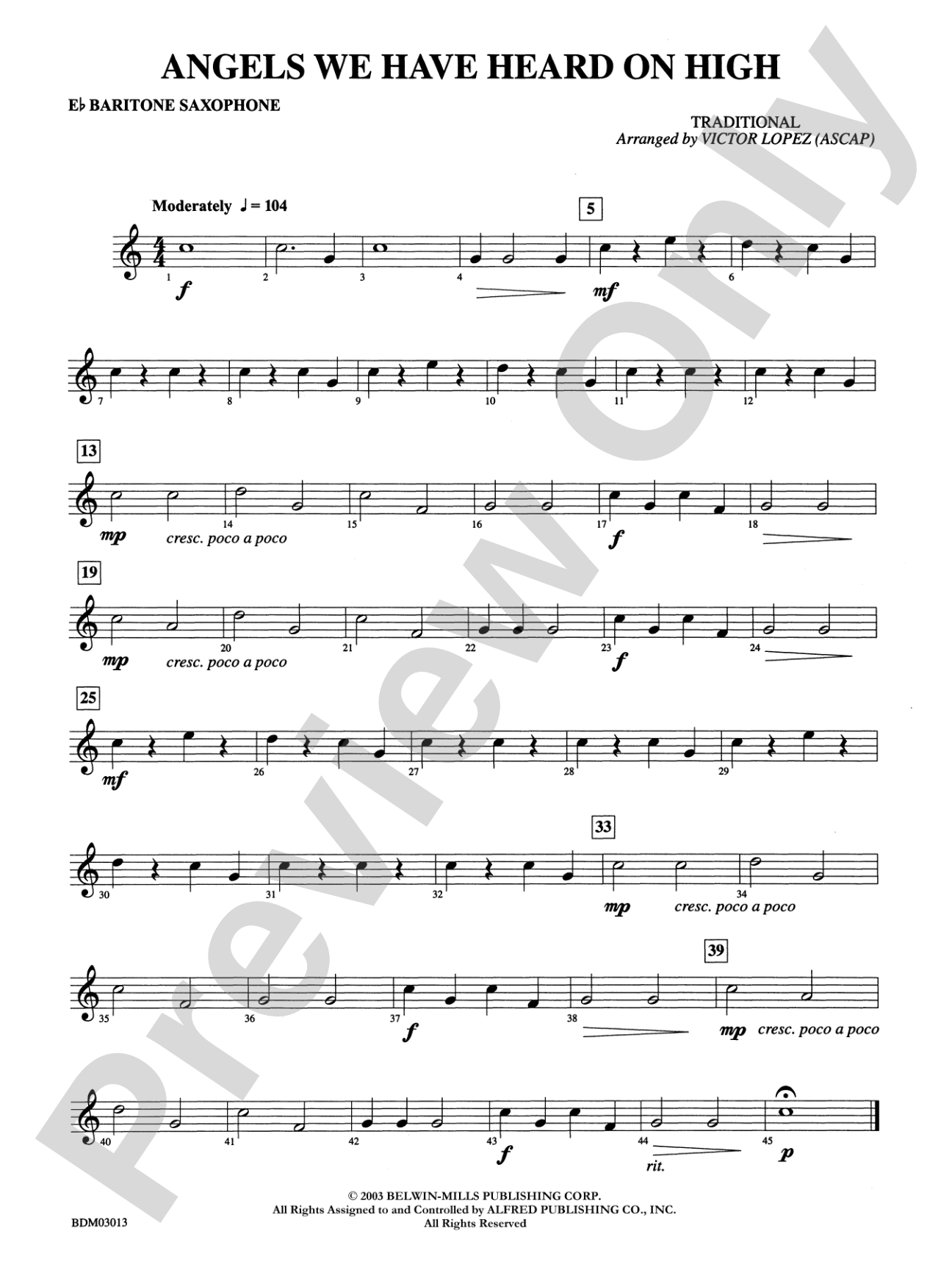 Angels We Have Heard on High: E-flat Baritone Saxophone