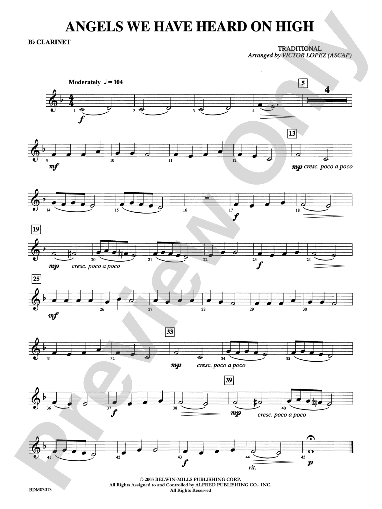 Angels We Have Heard on High: 1st B-flat Clarinet