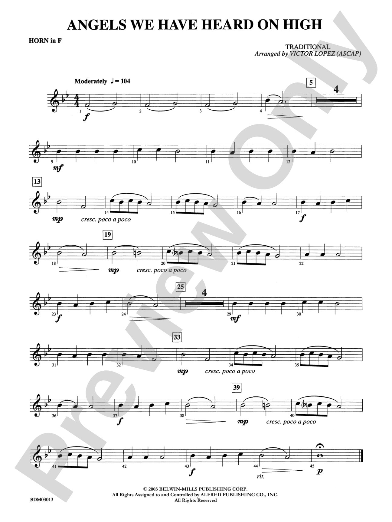 Angels We Have Heard on High: 1st F Horn