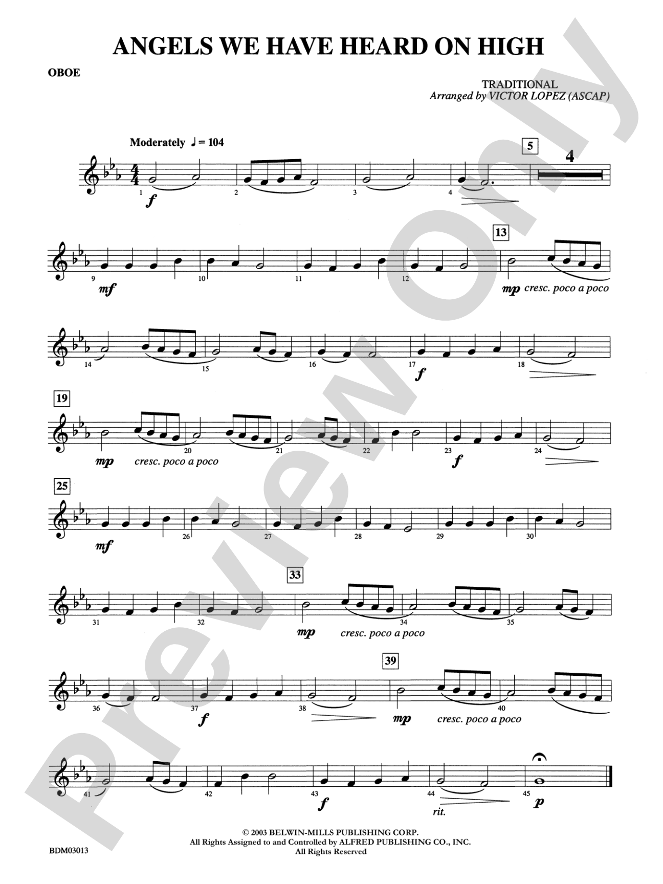 Angels We Have Heard on High: Oboe