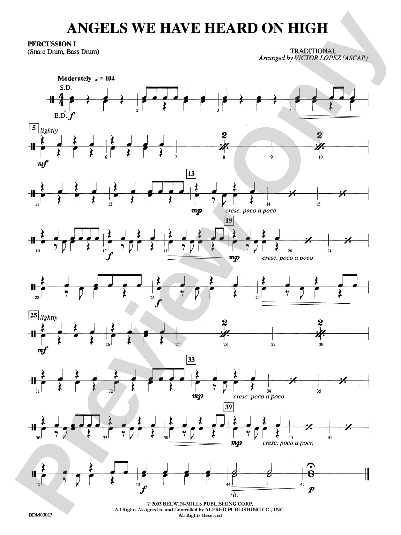 Angels We Have Heard on High: 1st Percussion