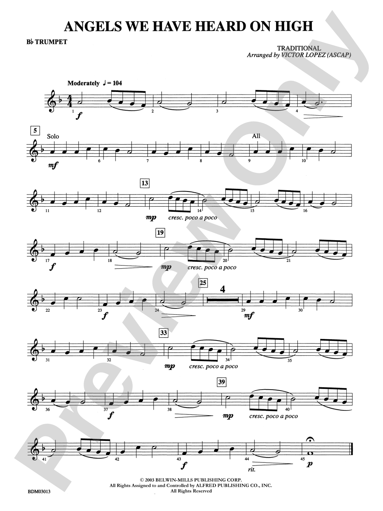 Angels We Have Heard on High: 1st B-flat Trumpet