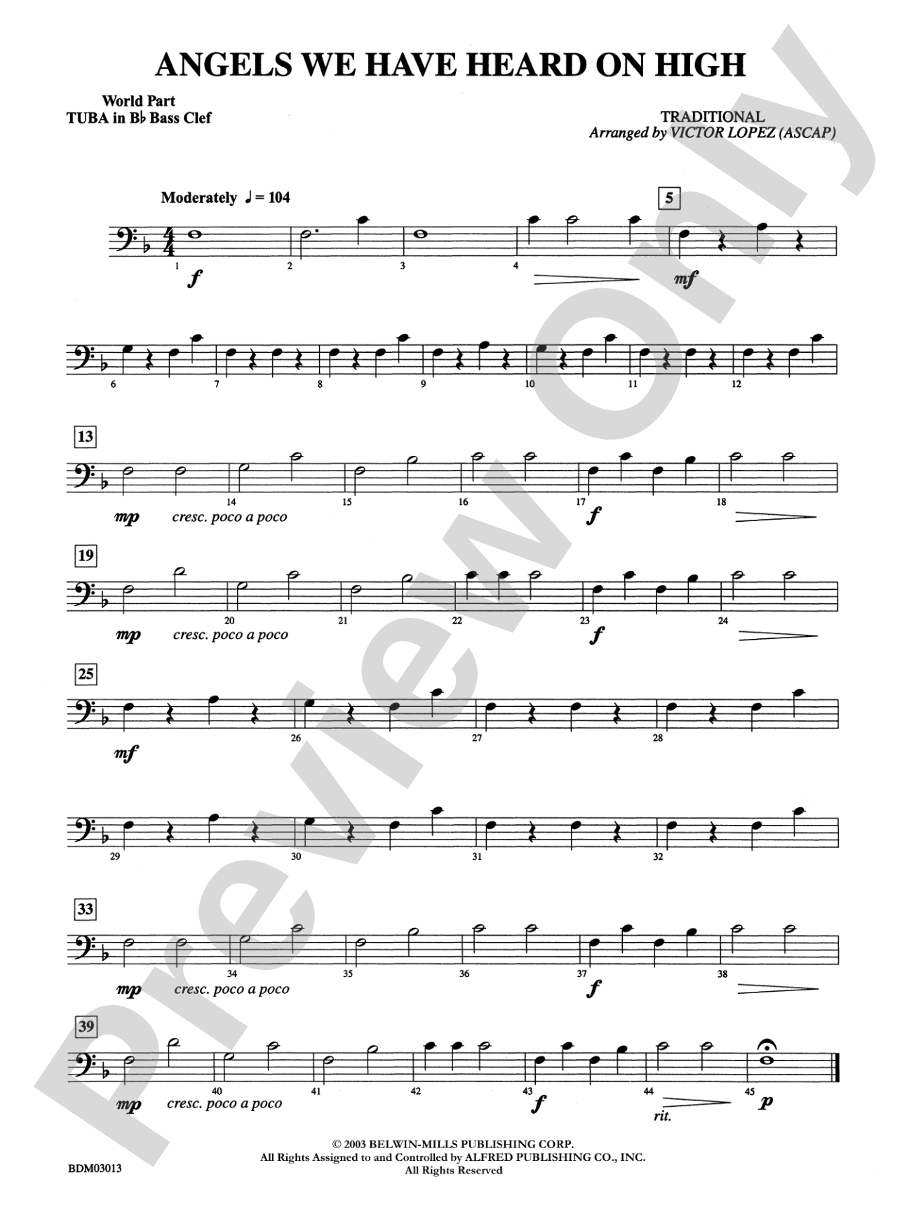 Angels We Have Heard on High: (wp) B-flat Tuba B.C.