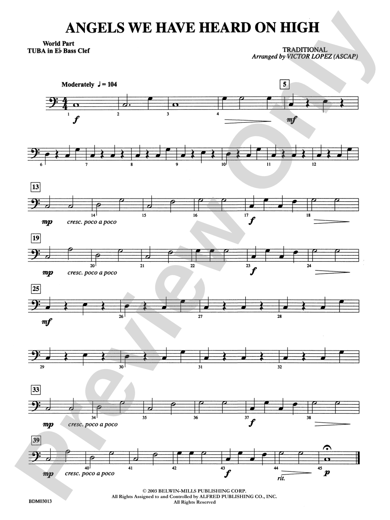 Angels We Have Heard on High: (wp) E-flat Tuba B.C.